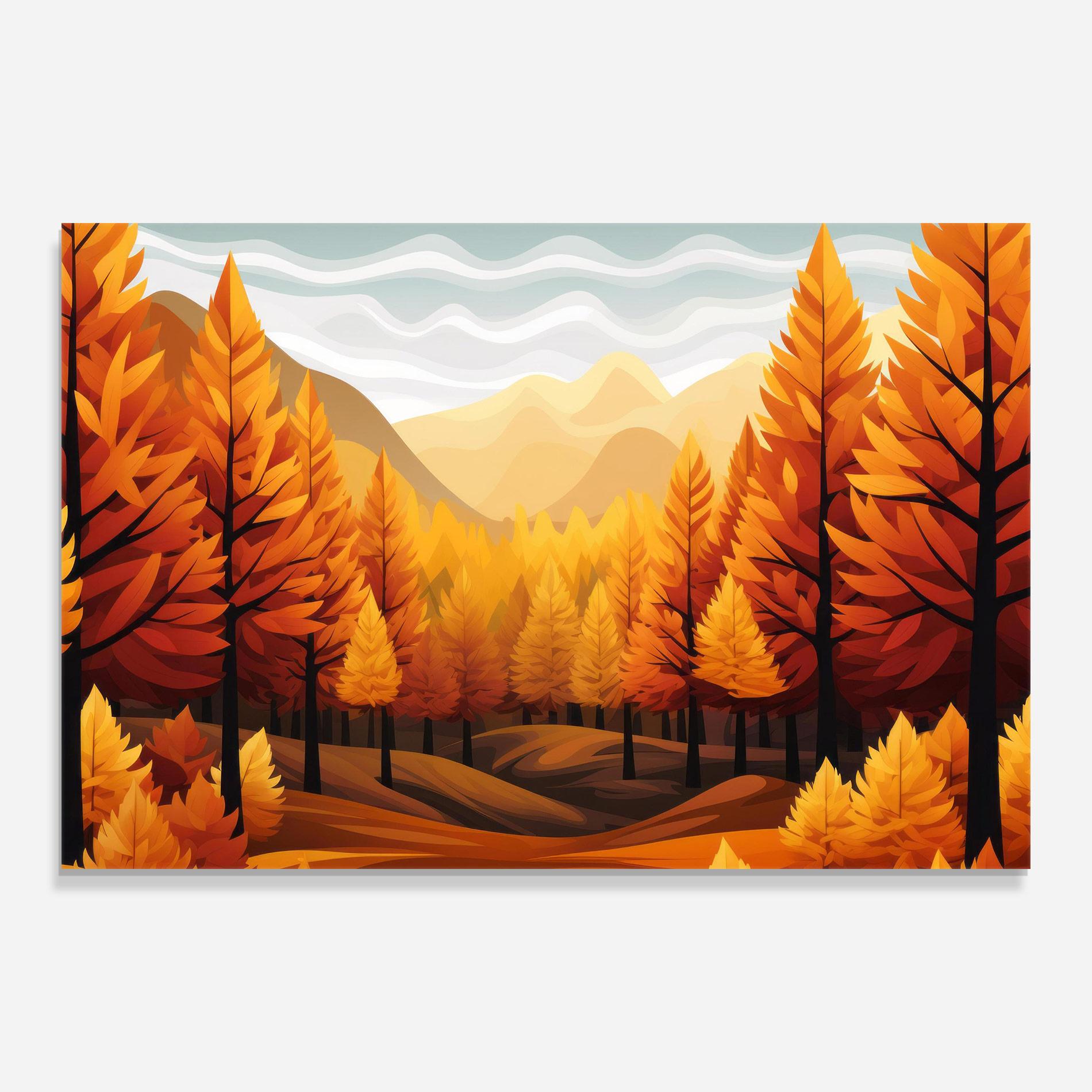 Üvegkép Autumn Trees Orange mockup 0