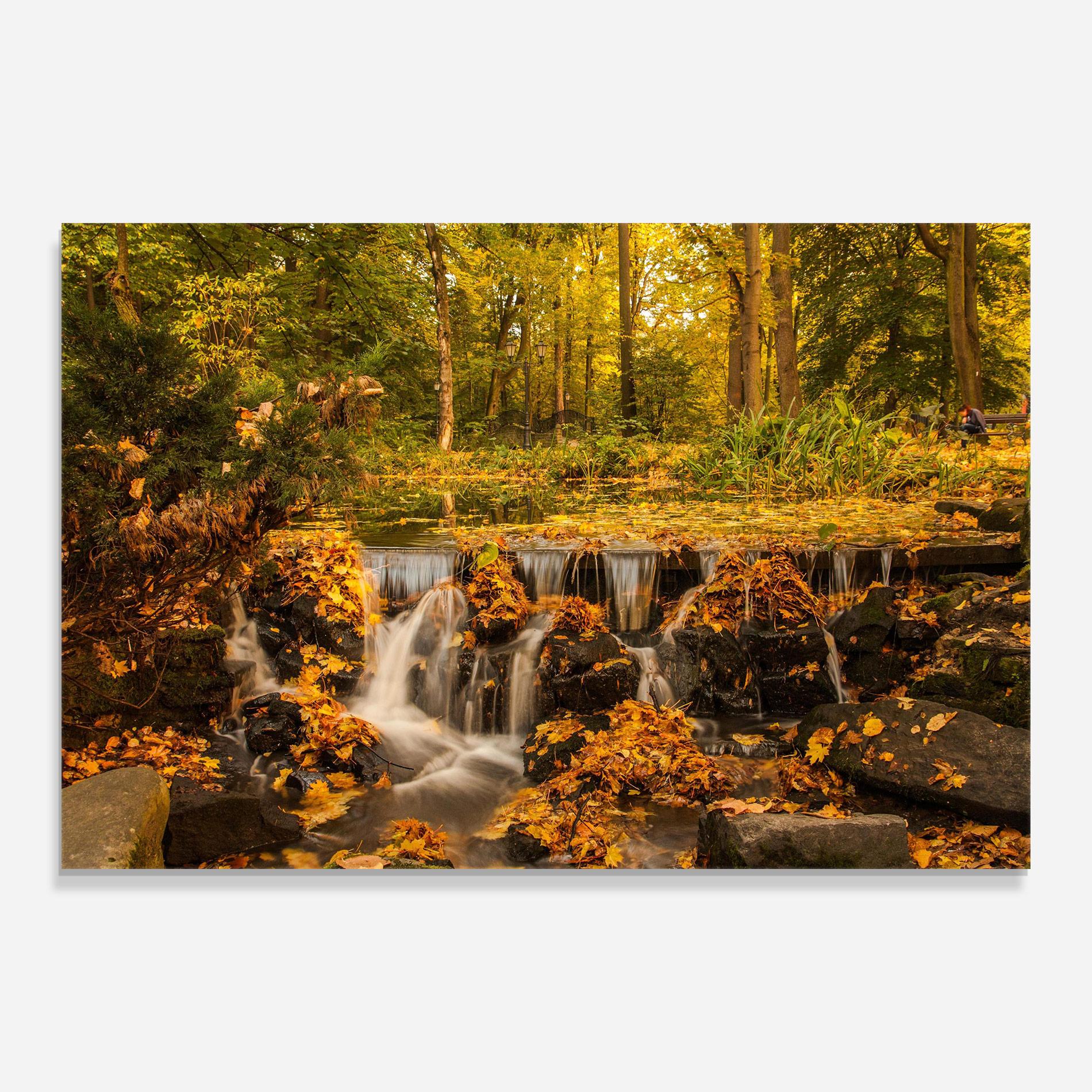 Üvegkép Autumn Waterfall mockup 0