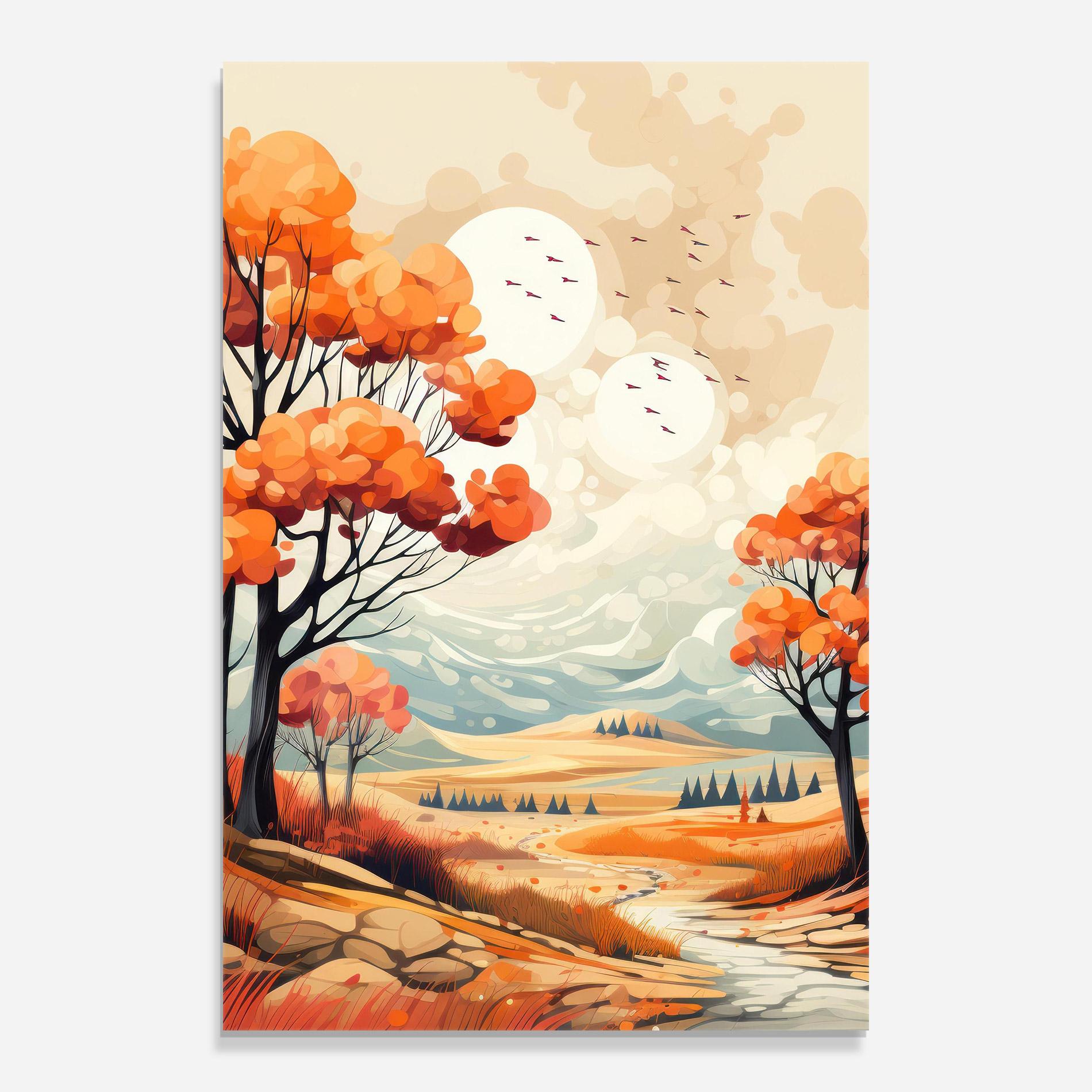 Üvegkép Autumn Tree Painting mockup 0