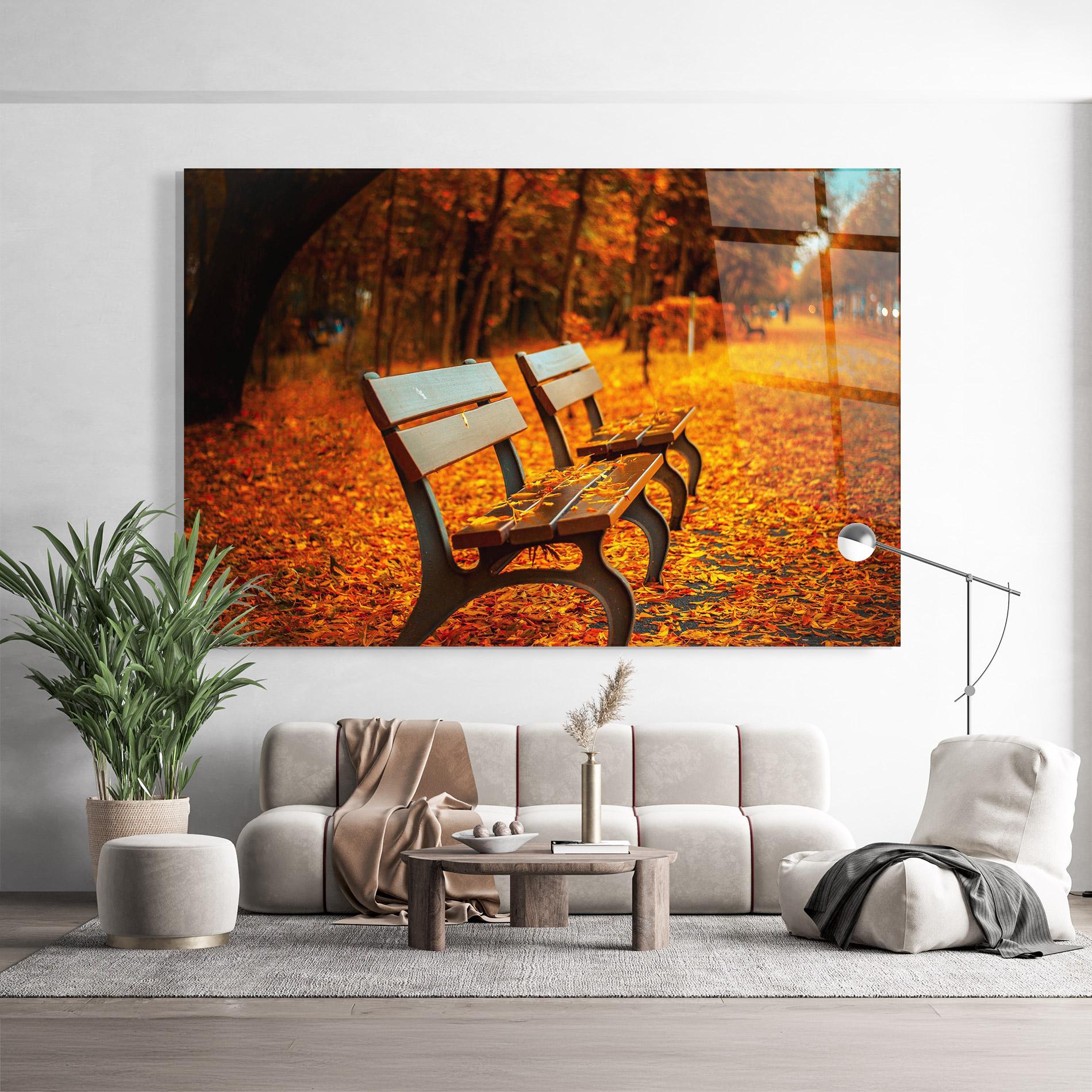 Üvegkép Autumn Bench View mockup 9
