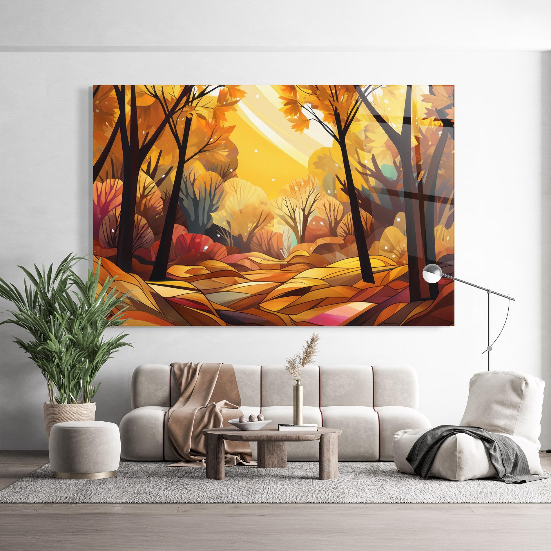 Üvegkép Autumn Forest Art mockup 9
