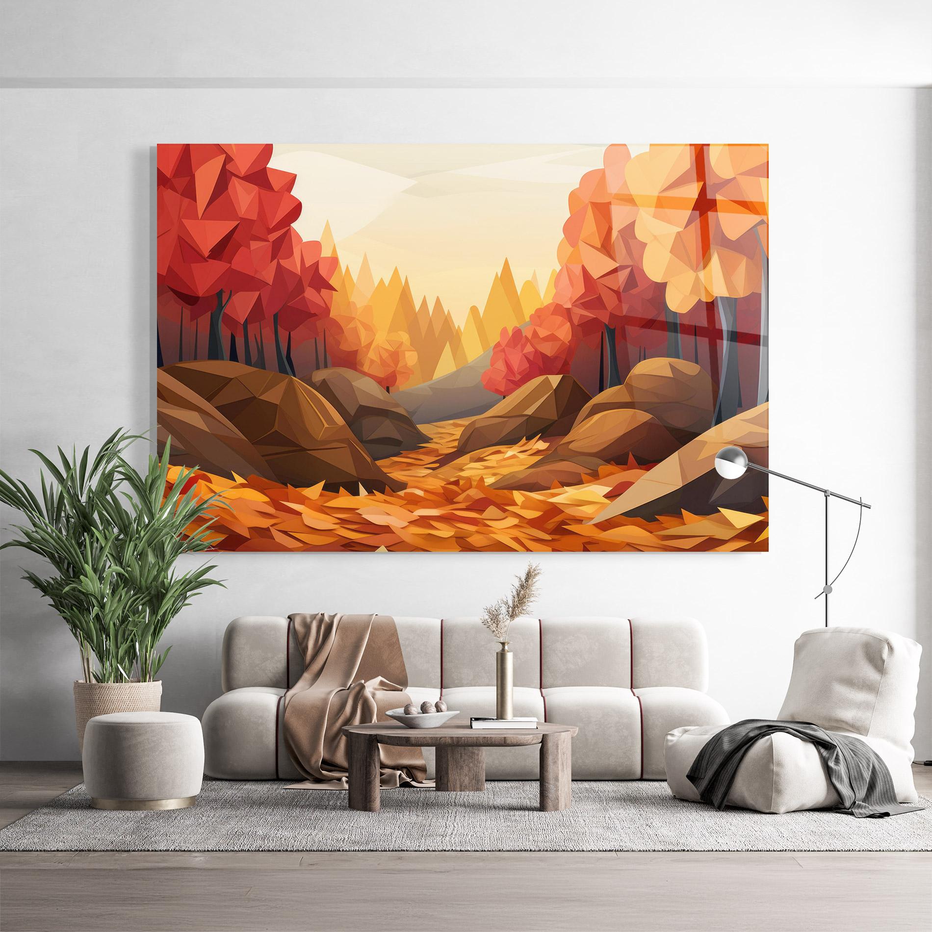 Üvegkép Autumn Orange Forest mockup 9