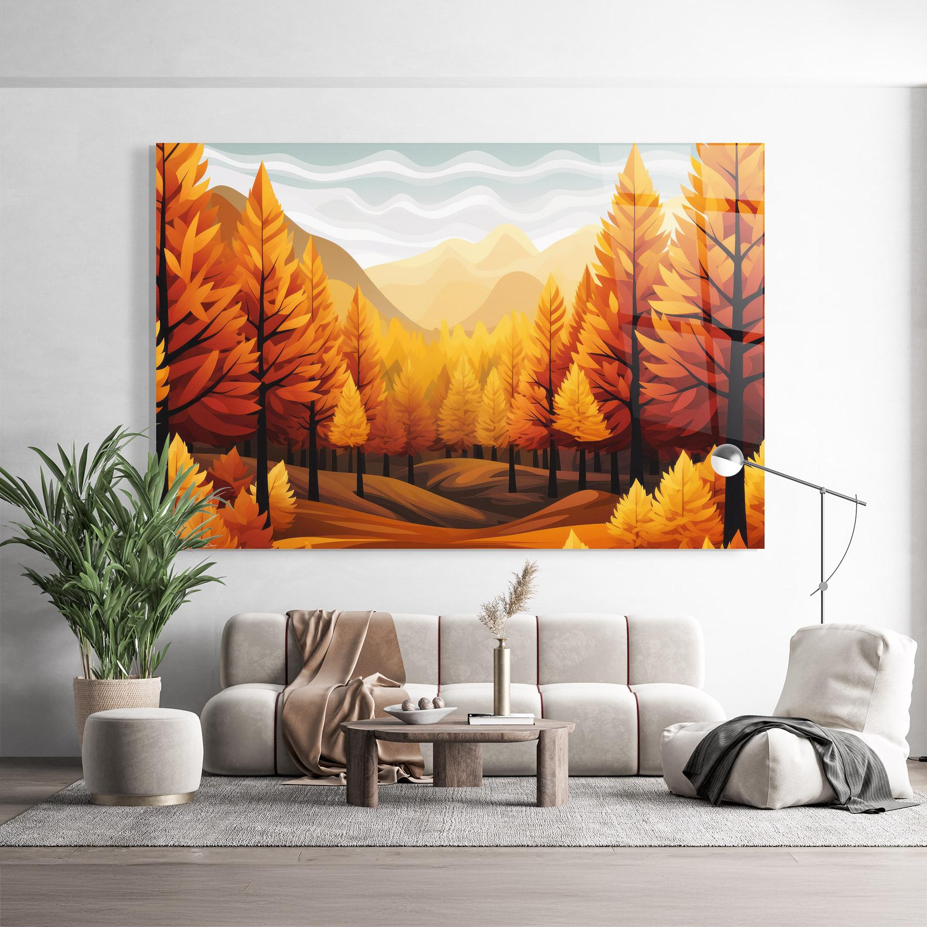 Üvegkép Autumn Trees Orange mockup 9