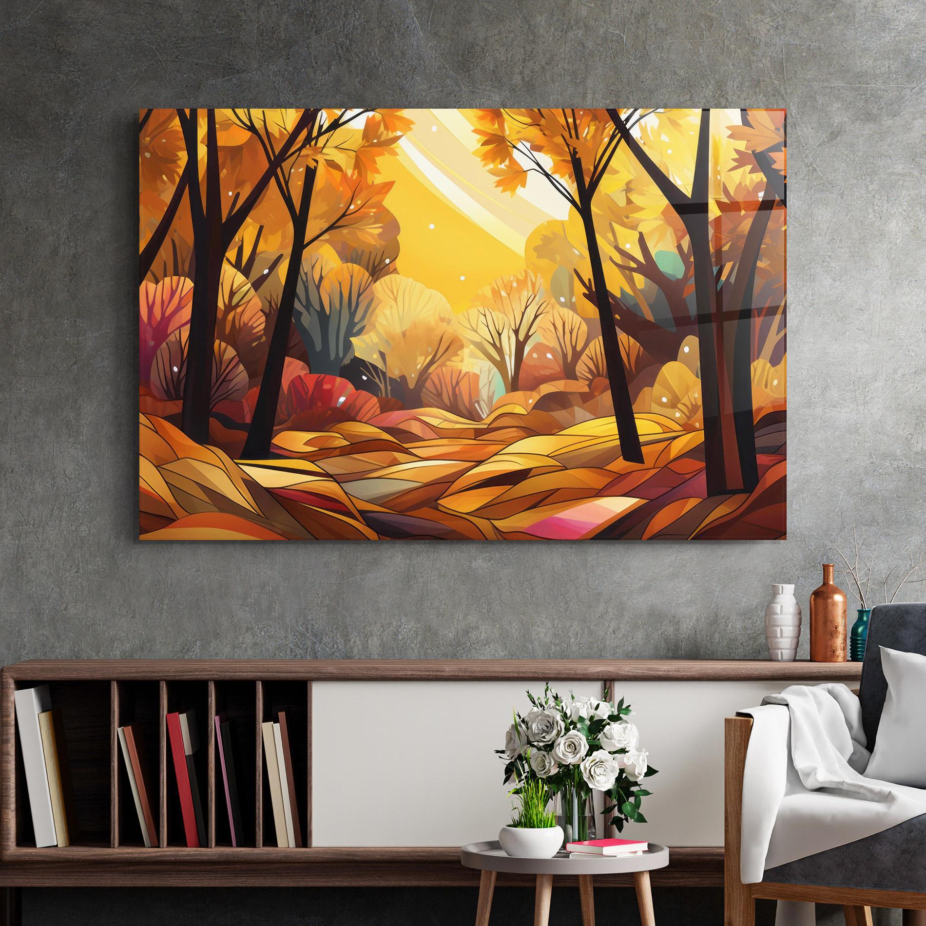 Üvegkép Autumn Forest Art mockup 2