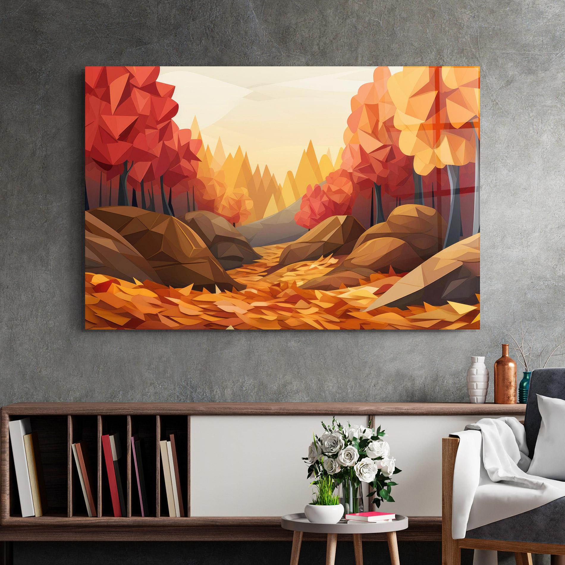Üvegkép Autumn Orange Forest mockup 2