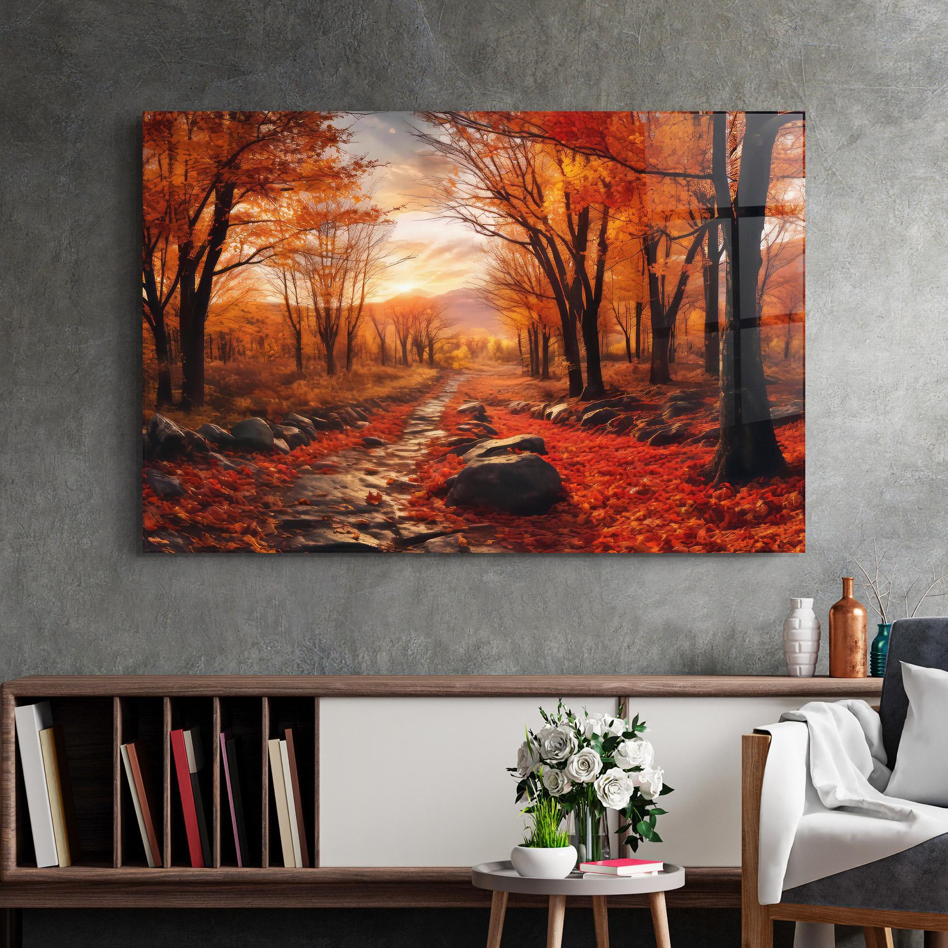 Üvegkép Autumn Path mockup 2