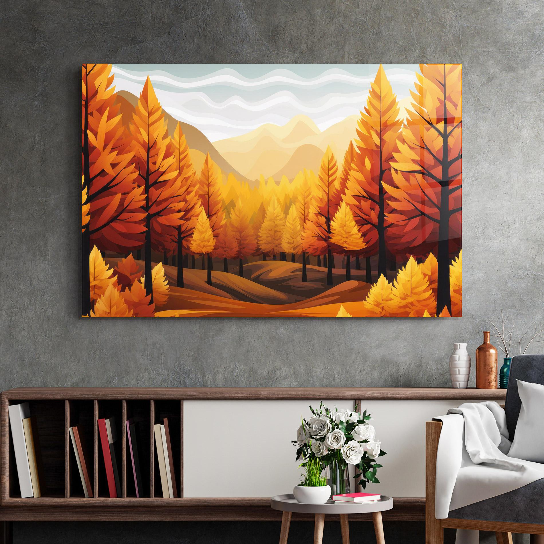 Üvegkép Autumn Trees Orange mockup 2