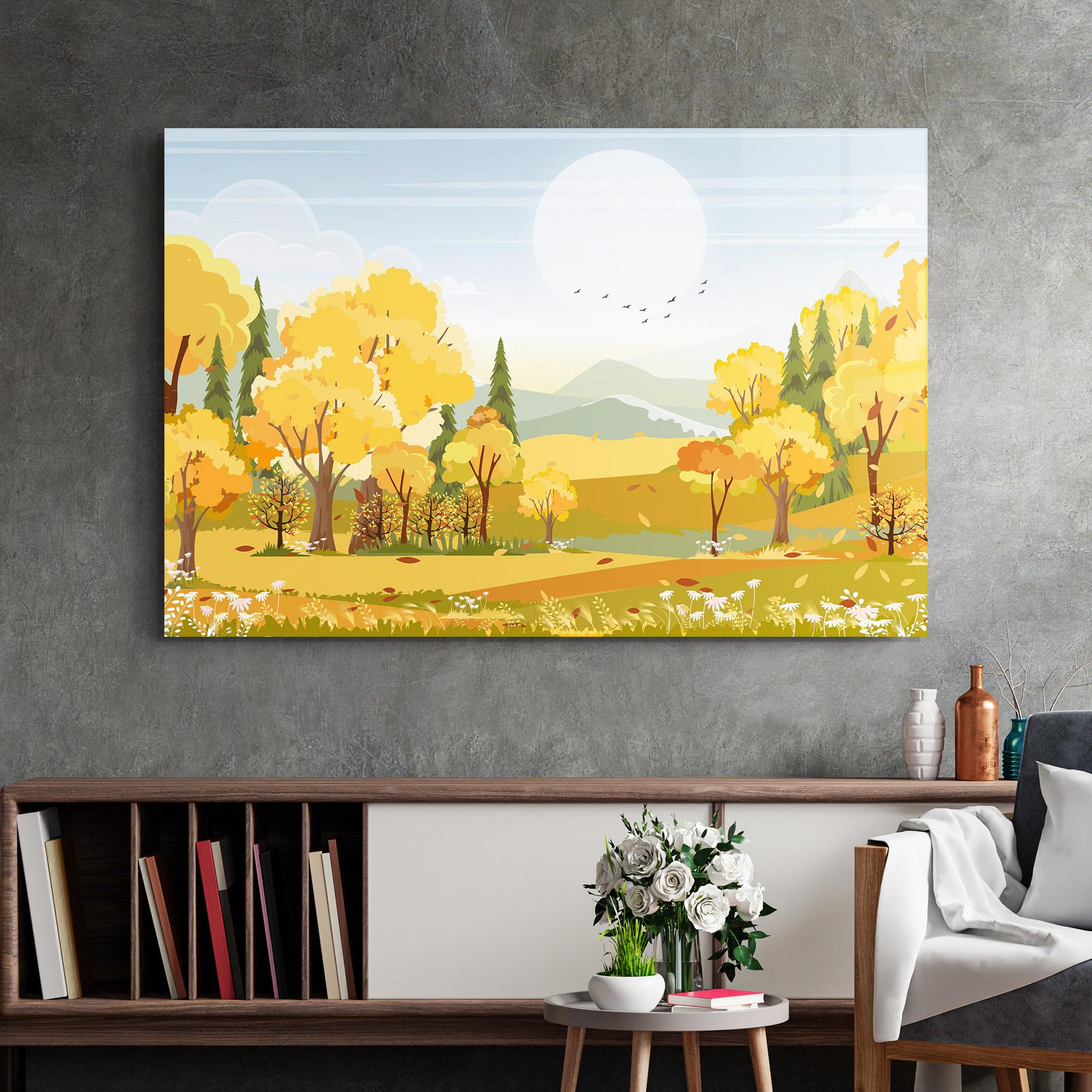 Üvegkép Autumn Yellow View mockup 2