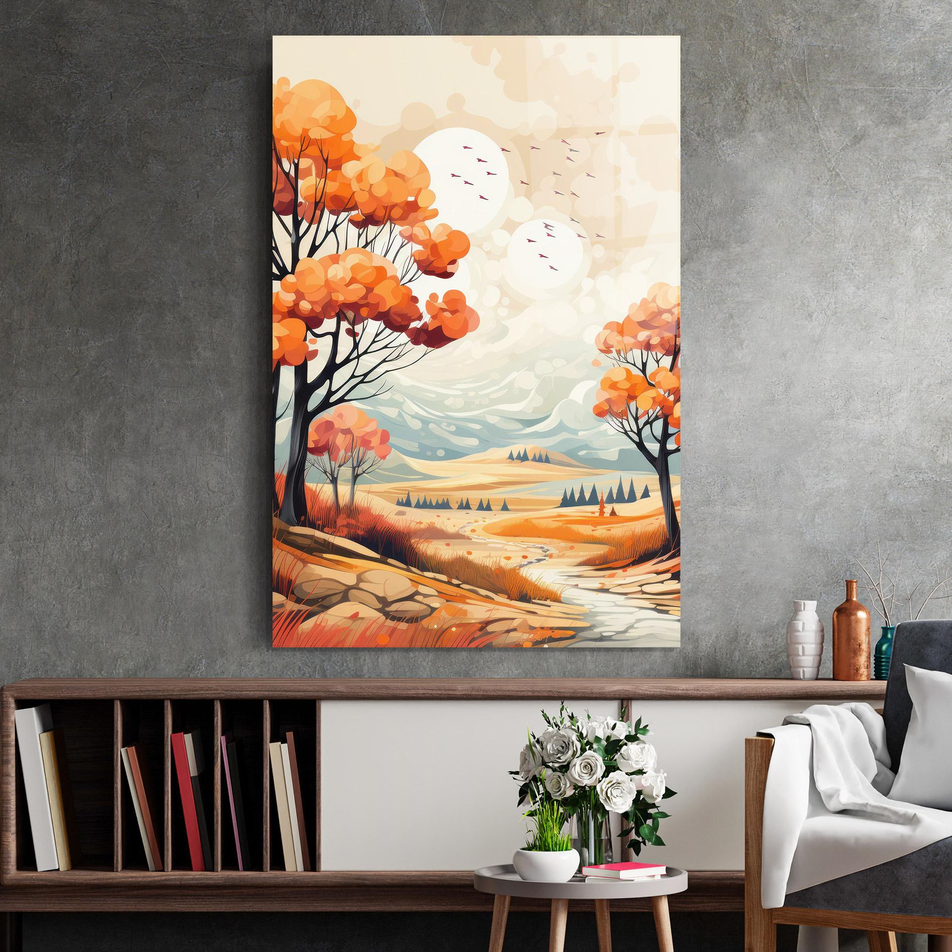 Üvegkép Autumn Tree Painting mockup 2