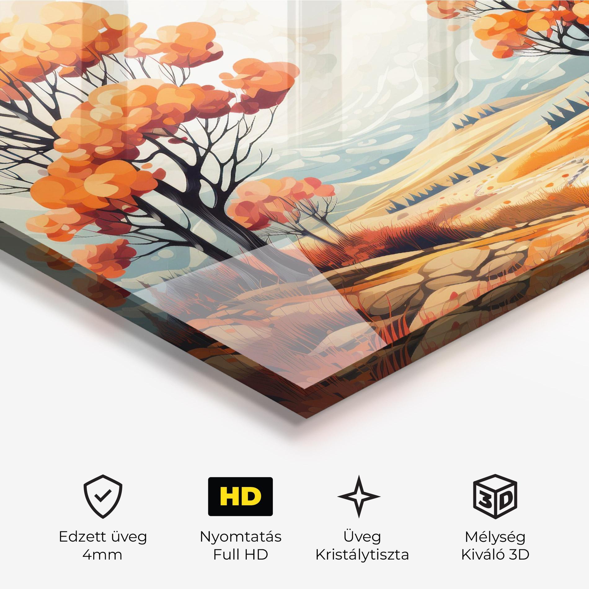 Üvegkép Autumn Tree Painting mockup 3