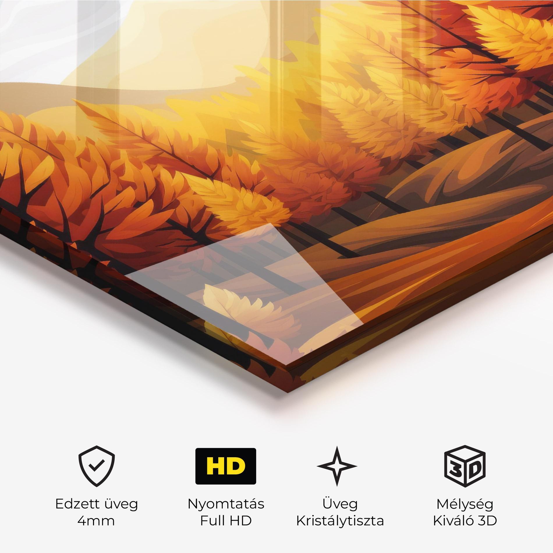Üvegkép Autumn Trees Orange mockup 3
