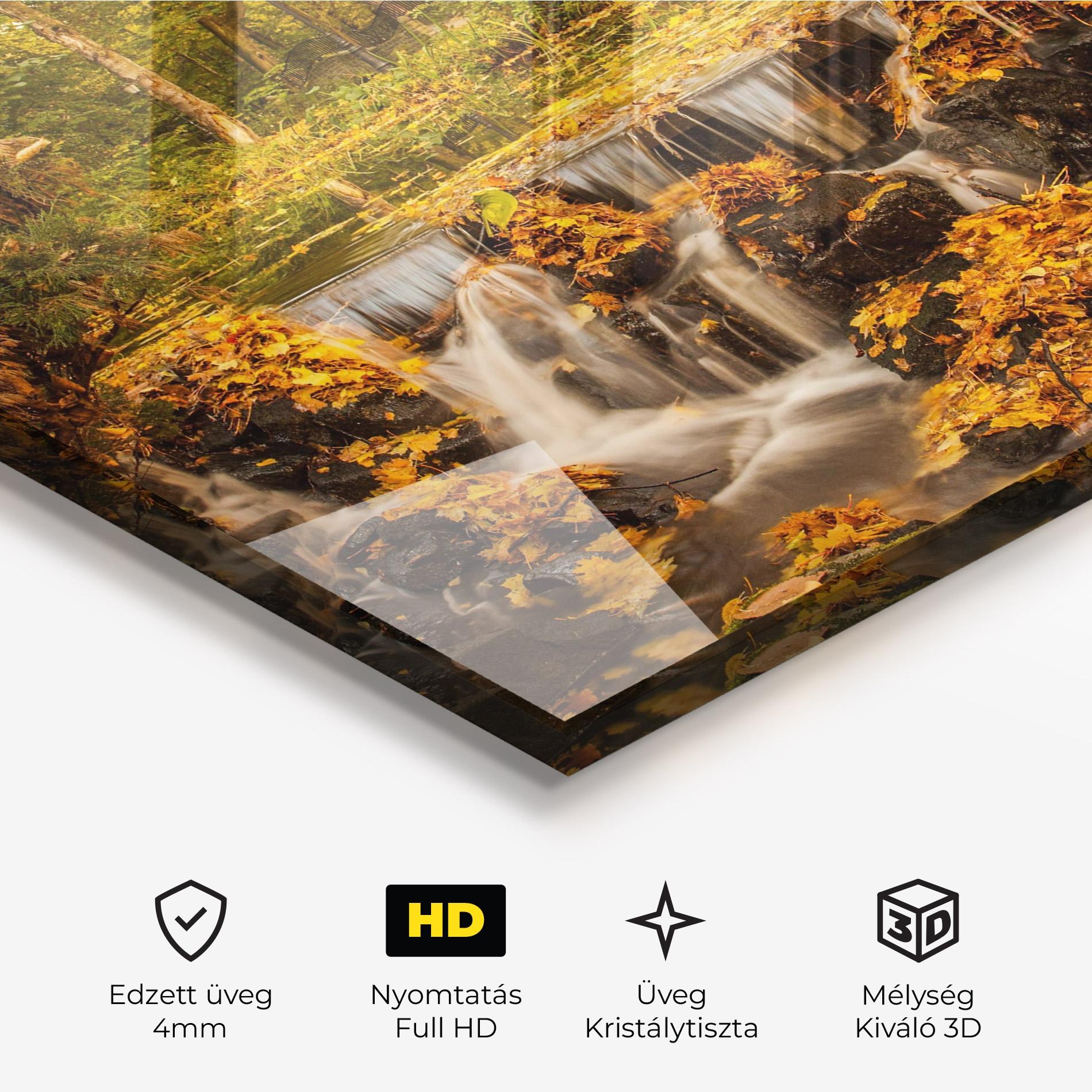 Üvegkép Autumn Waterfall mockup 3