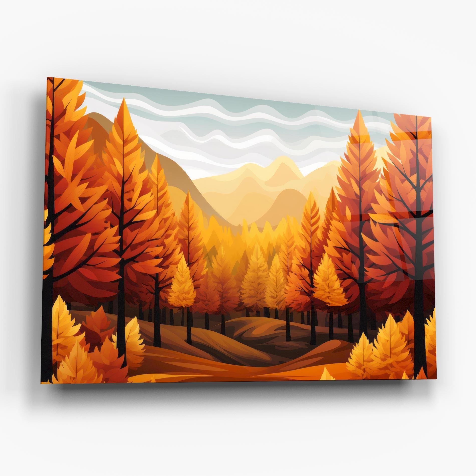 Üvegkép Autumn Trees Orange mockup 6
