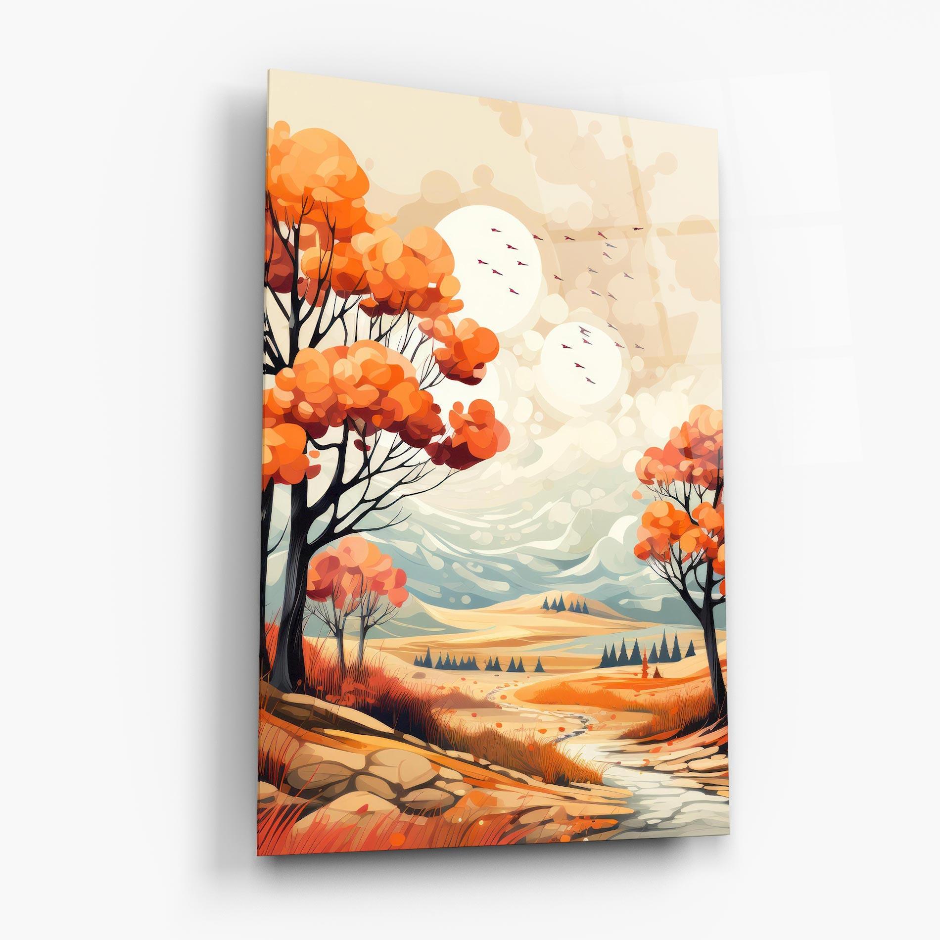 Üvegkép Autumn Tree Painting mockup 6
