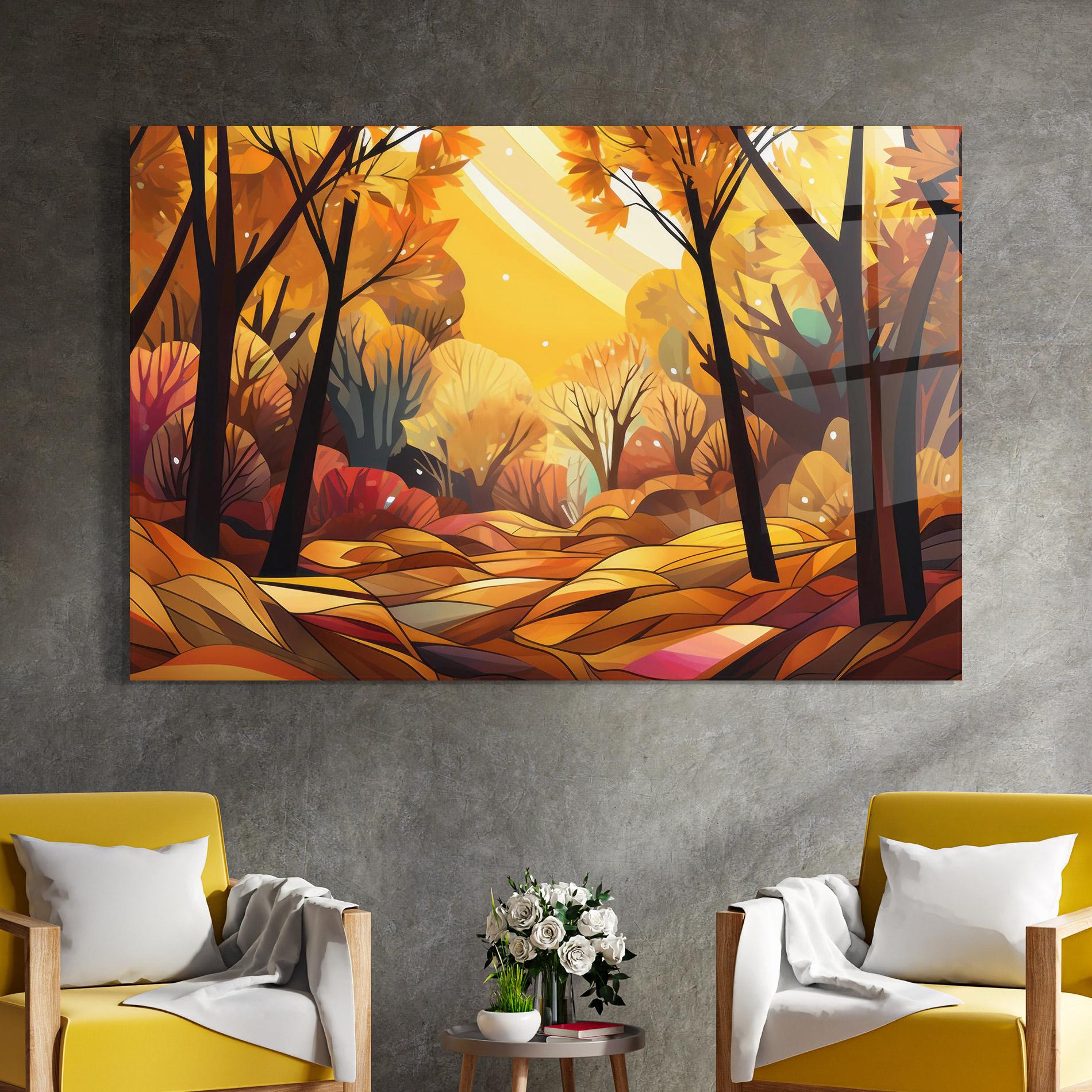 Üvegkép Autumn Forest Art mockup 4