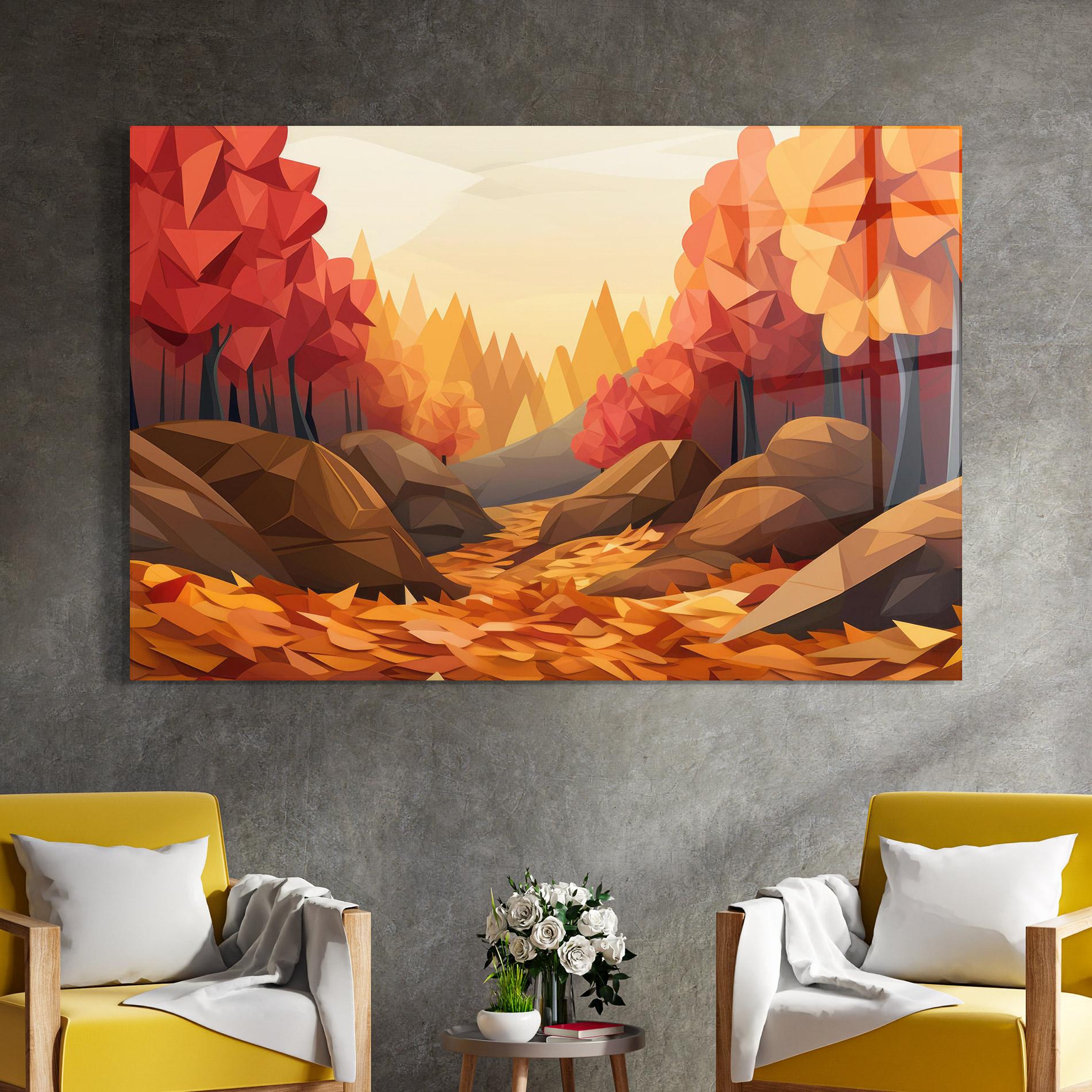 Üvegkép Autumn Orange Forest mockup 4