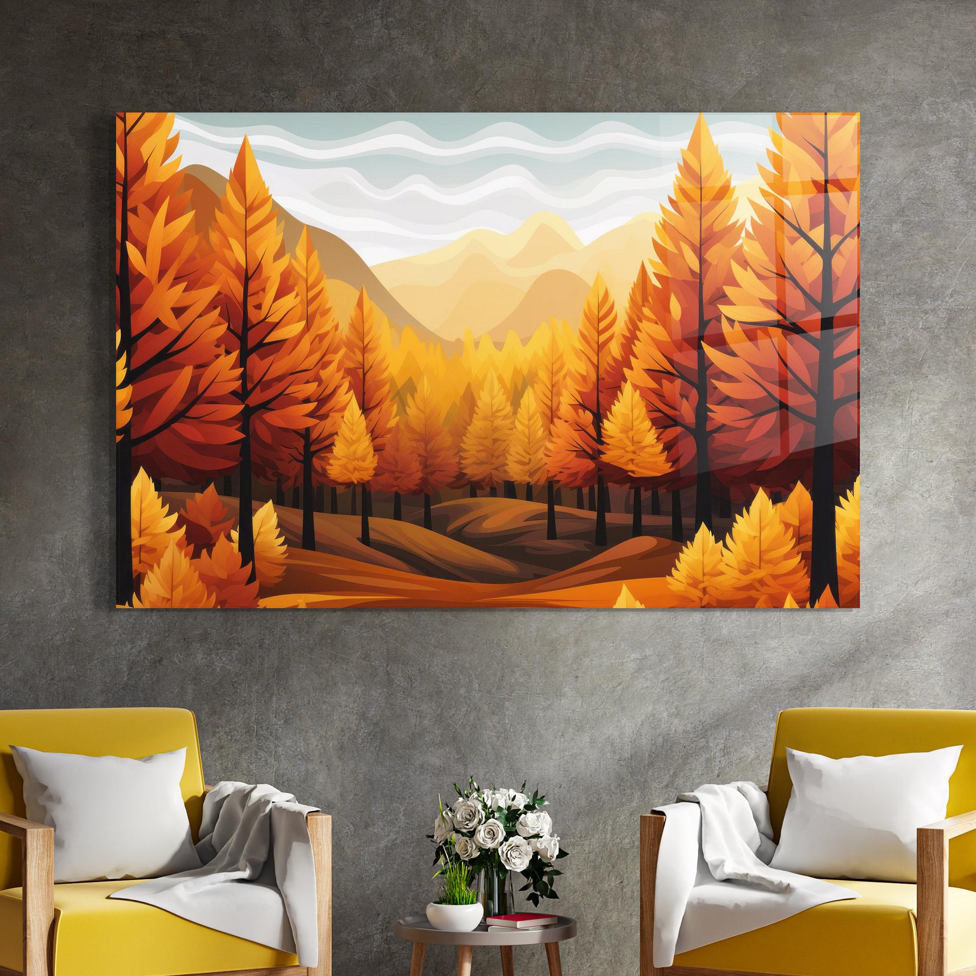 Üvegkép Autumn Trees Orange mockup 4