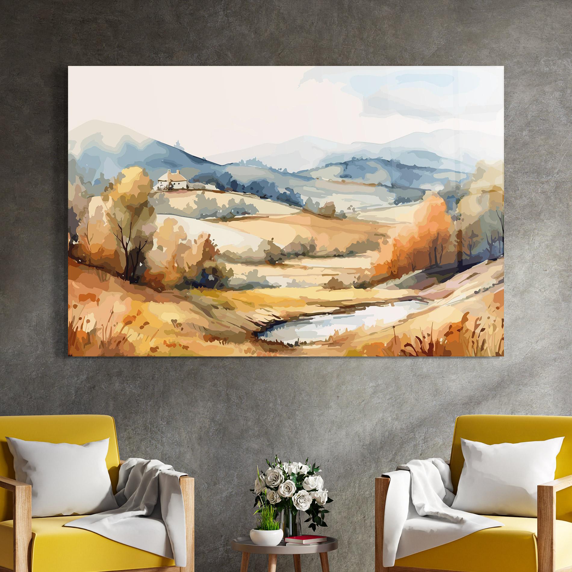 Üvegkép Blue Orange Autumn mockup 4