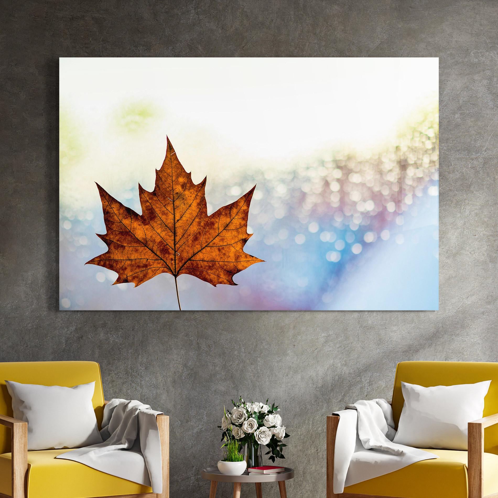 Üvegkép Brown Orange Leaf mockup 4