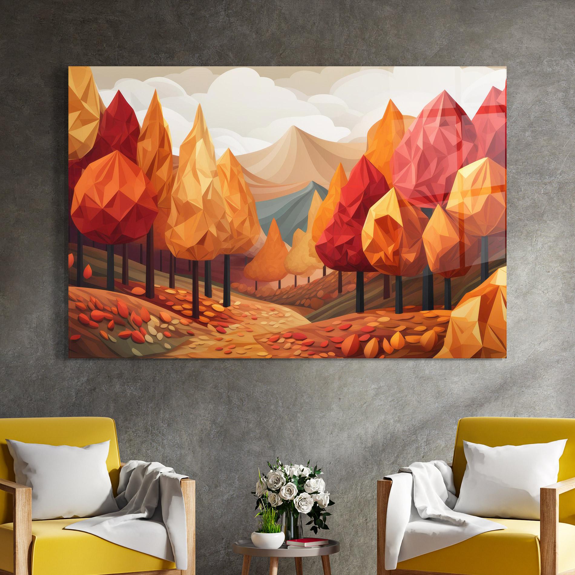 Üvegkép Colorful Trees Art mockup 4