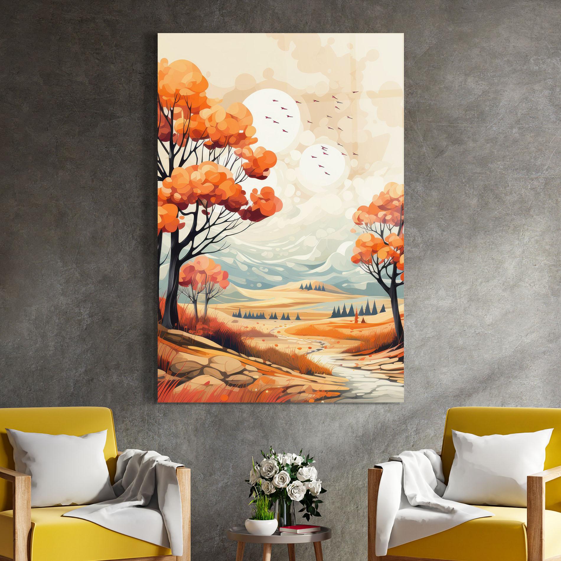 Üvegkép Autumn Tree Painting mockup 4