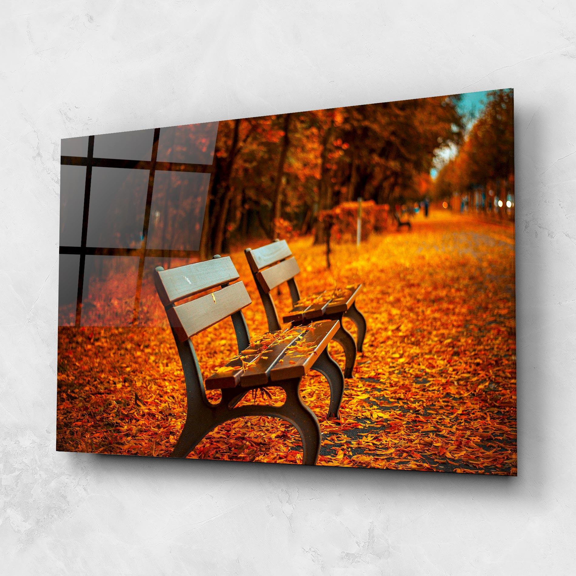 Üvegkép Autumn Bench View mockup 1