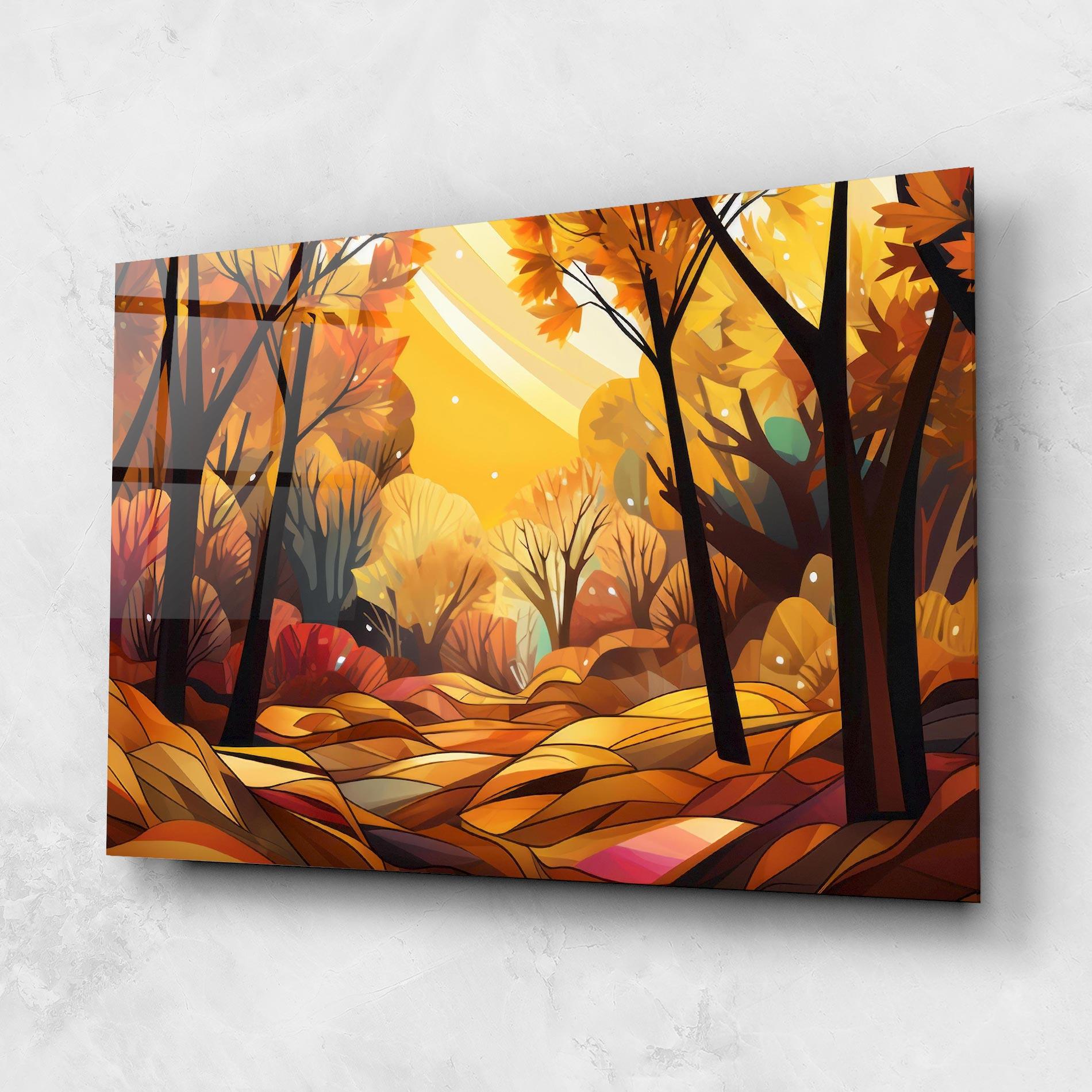 Üvegkép Autumn Forest Art mockup 1