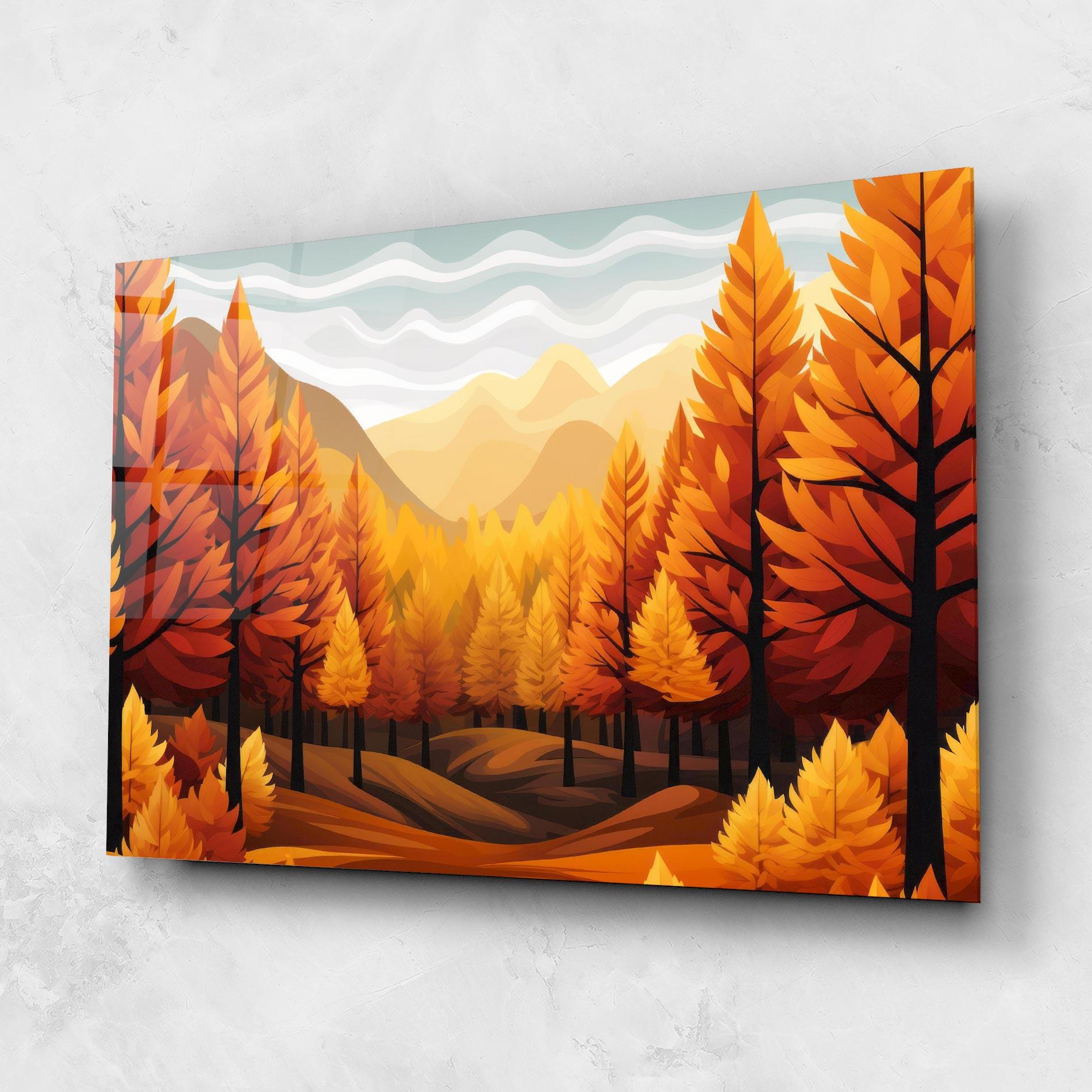 Üvegkép Autumn Trees Orange mockup 1