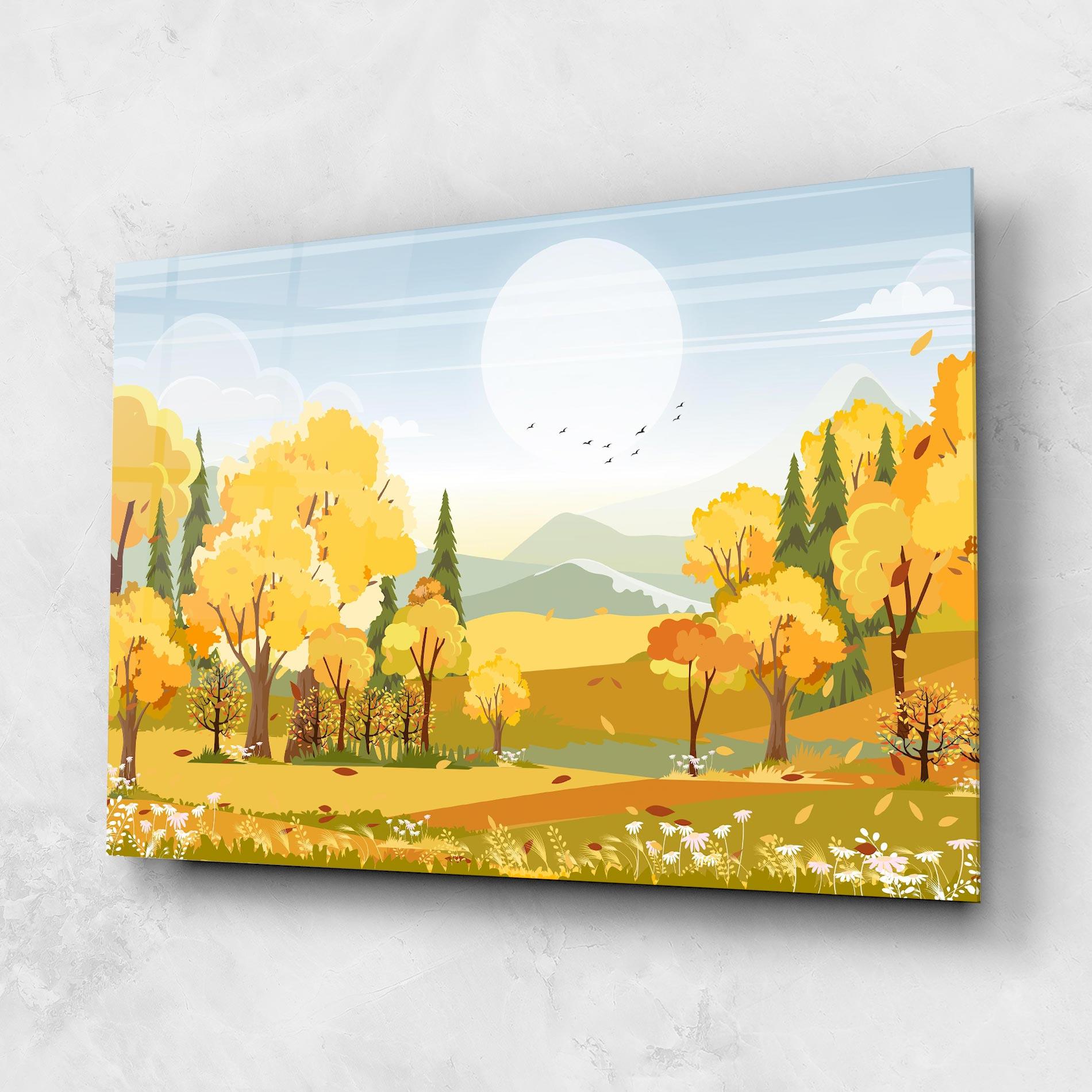 Üvegkép Autumn Yellow View mockup 1