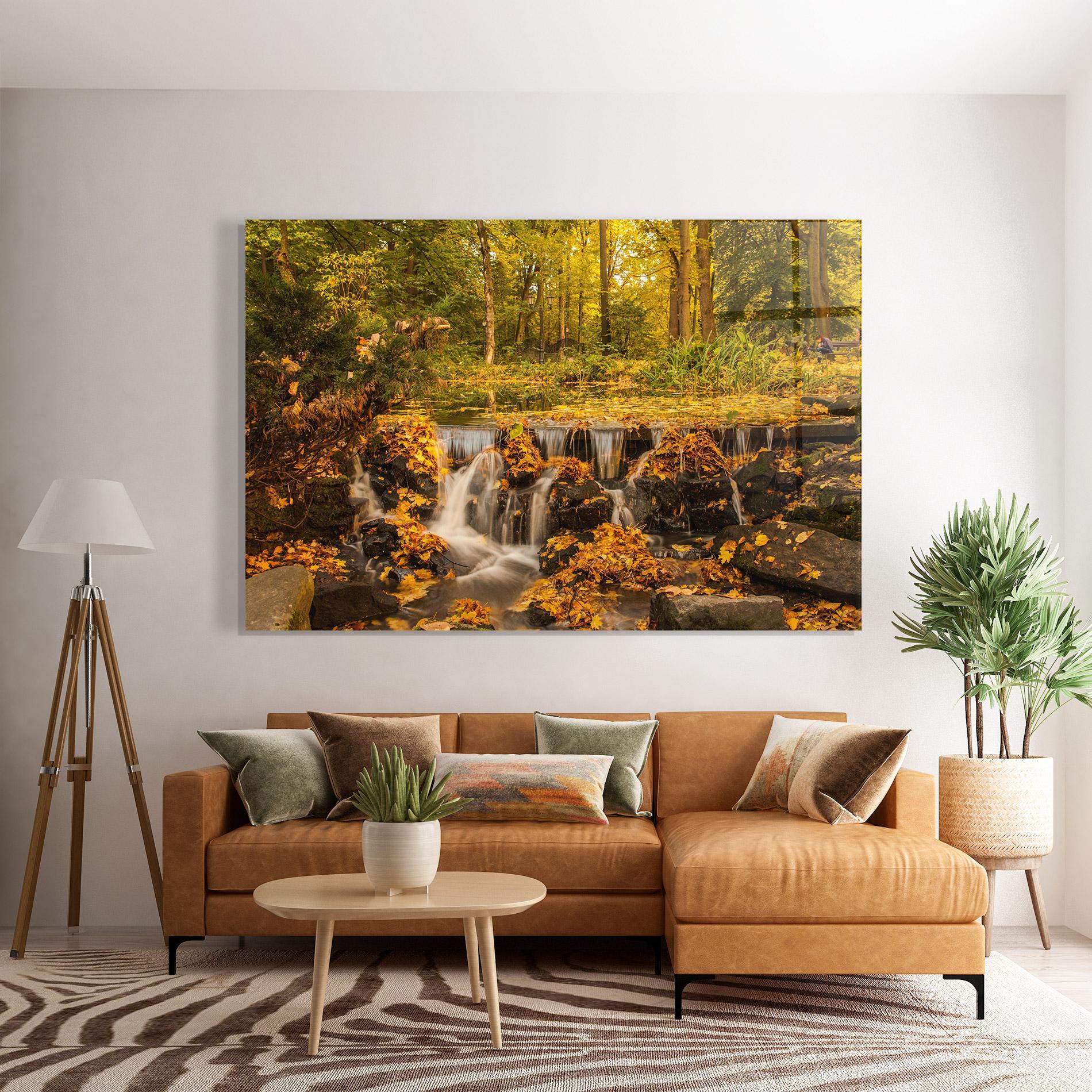 Üvegkép Autumn Waterfall mockup 7