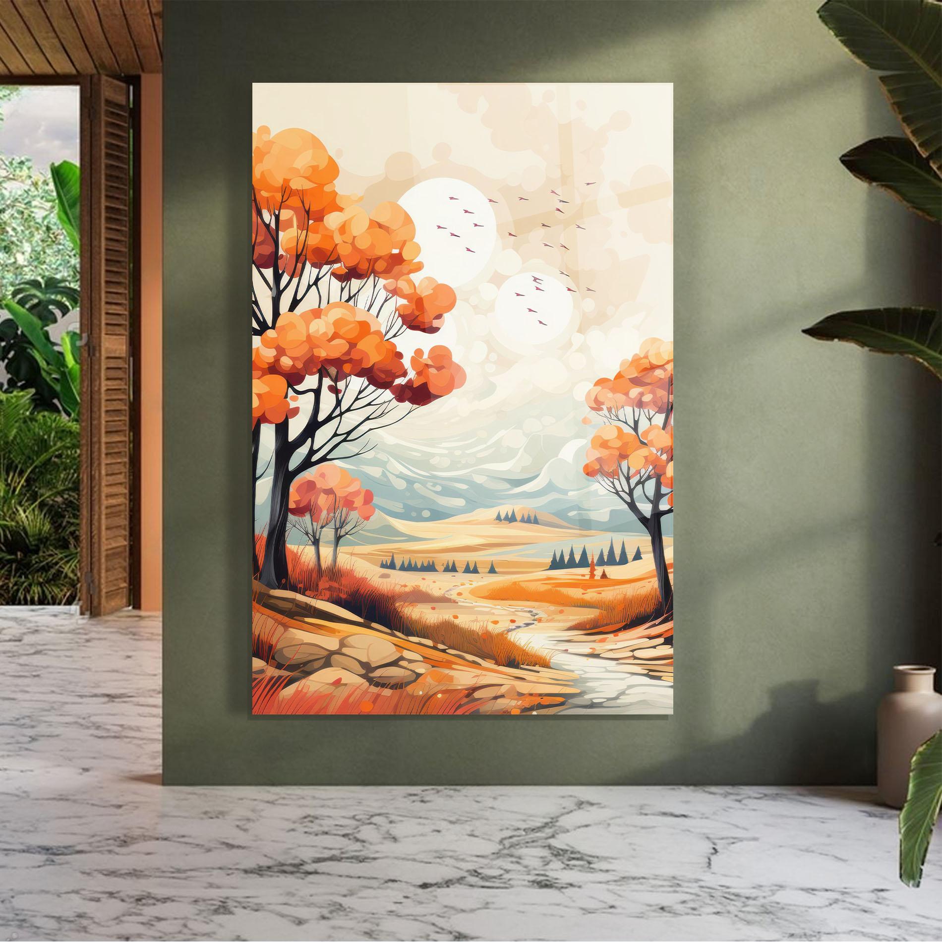Üvegkép Autumn Tree Painting mockup 7