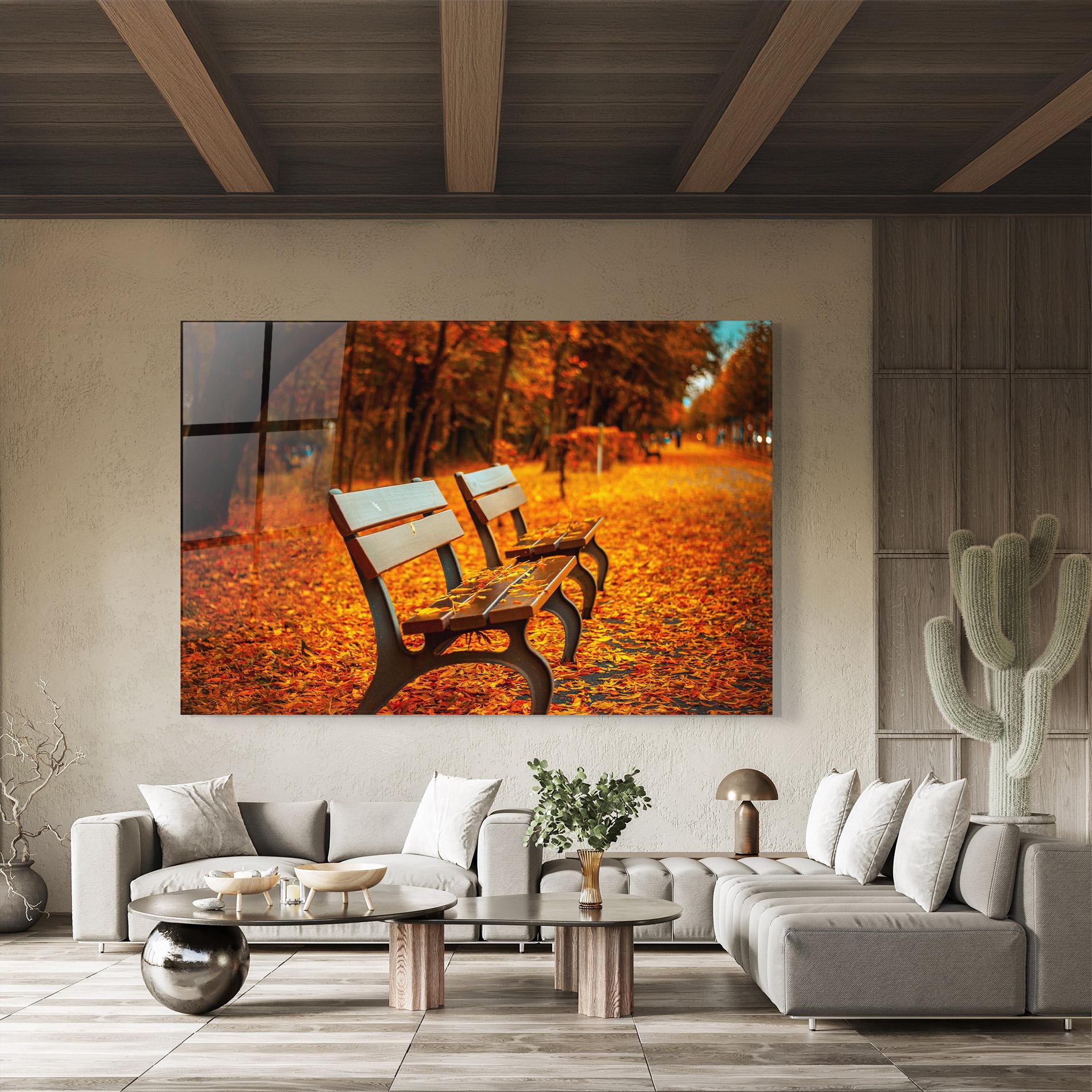 Üvegkép Autumn Bench View mockup 8