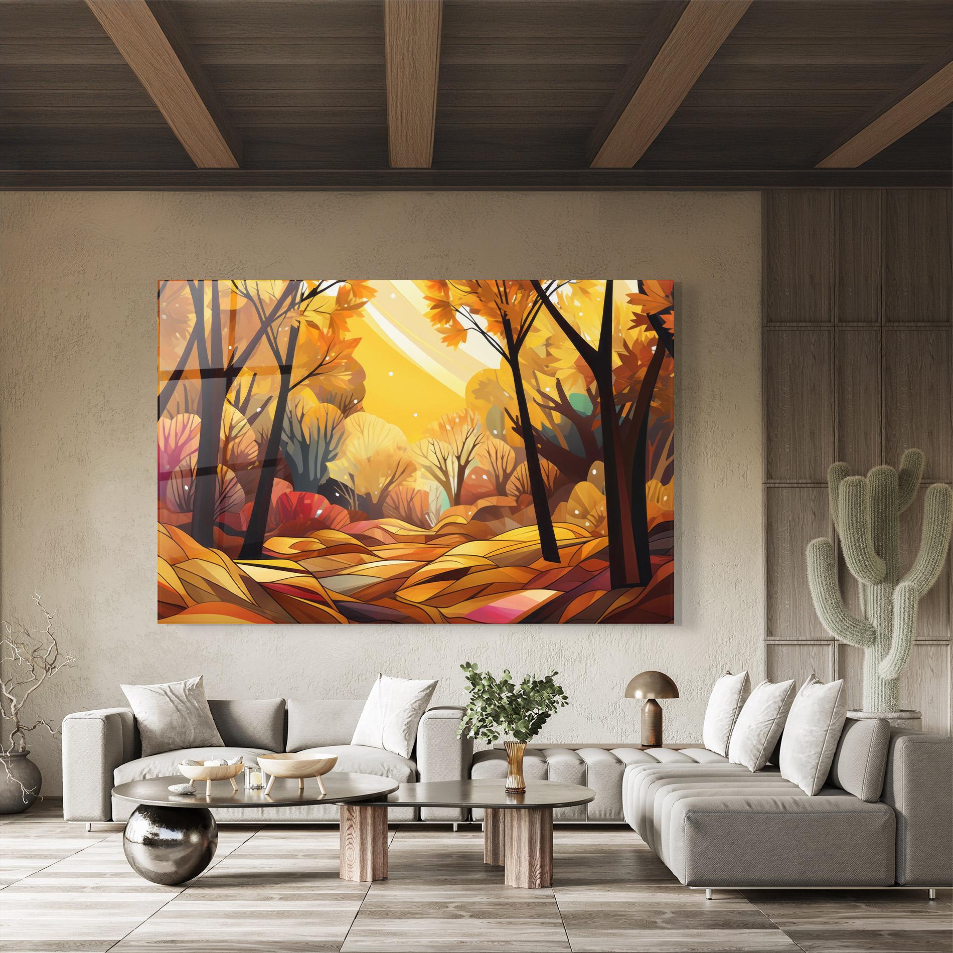 Üvegkép Autumn Forest Art mockup 8