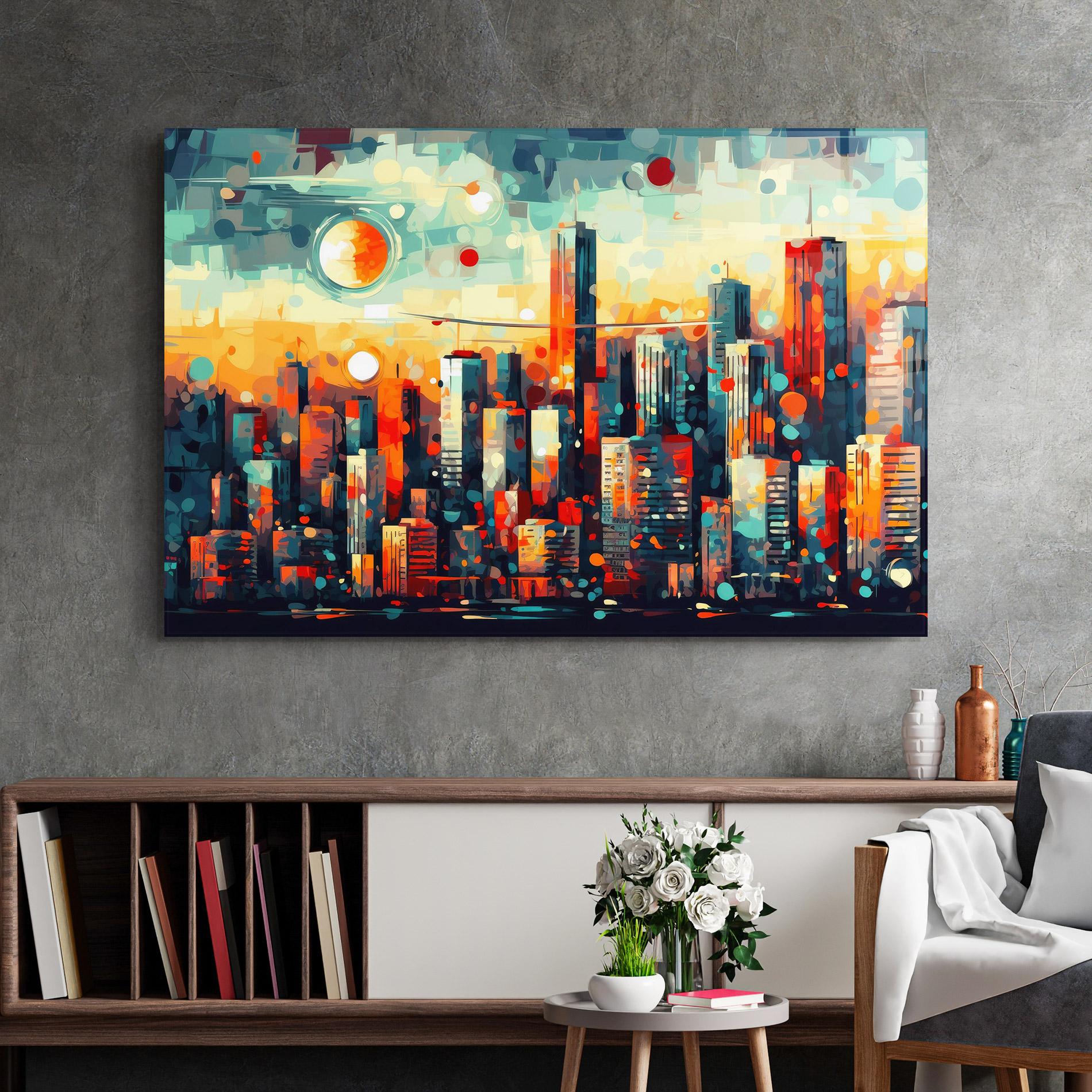Üvegkép Colorful City Painting mockup 2