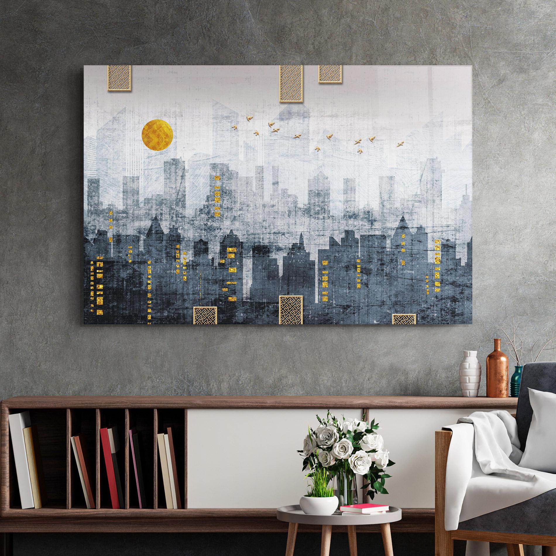 Üvegkép Golden Cityscape mockup 2