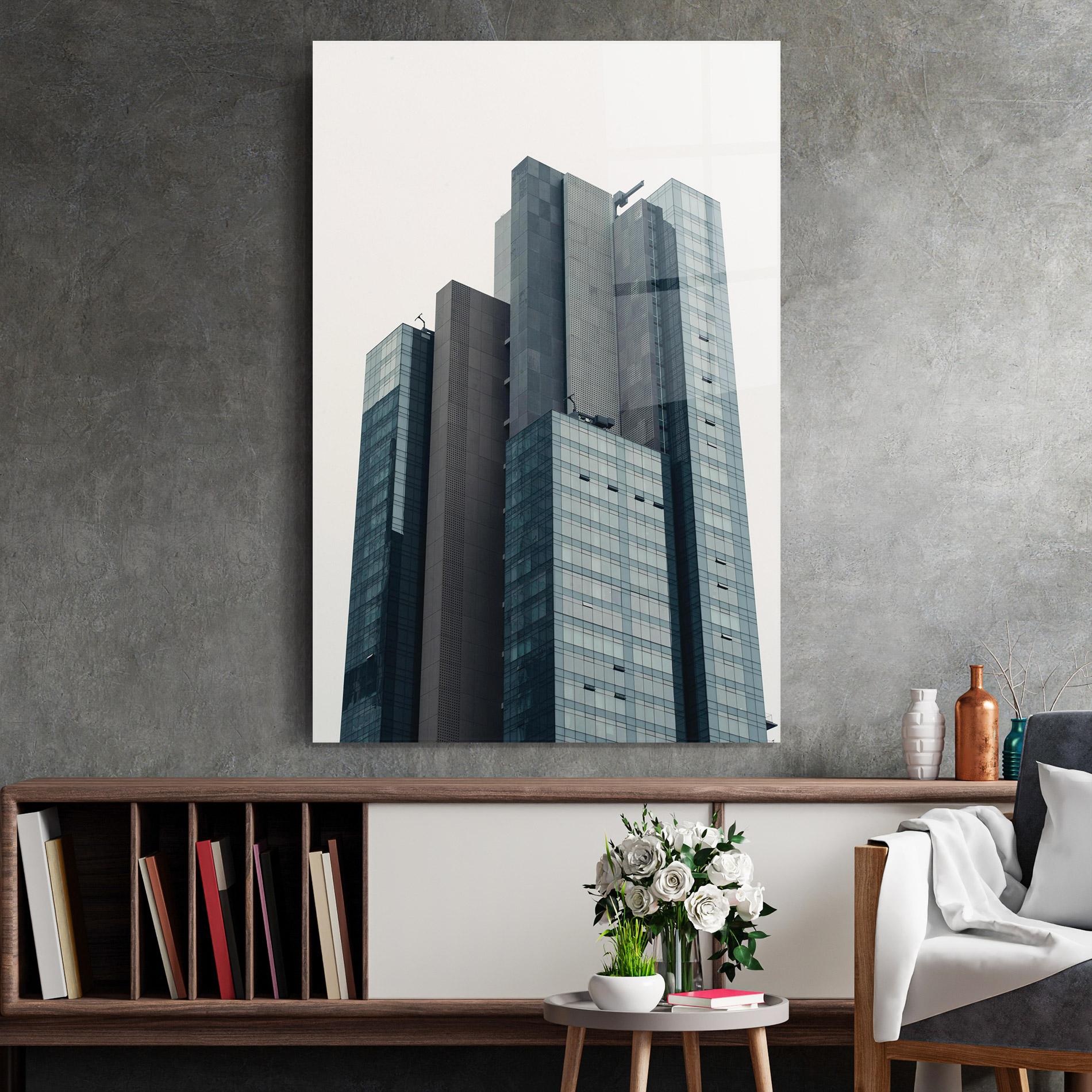 Üvegkép Blue High Building mockup 2