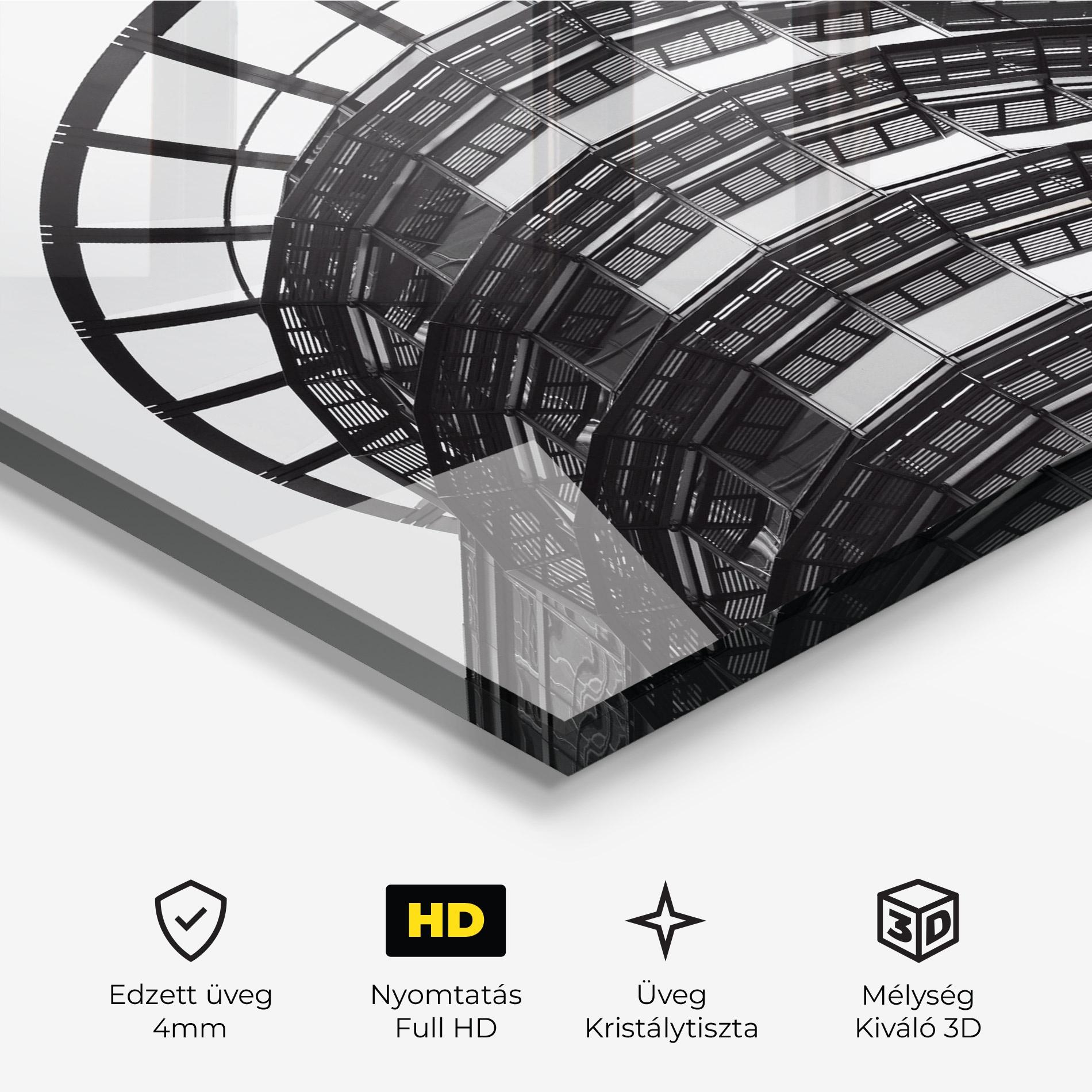 Üvegkép Circle Grey Tower mockup 3