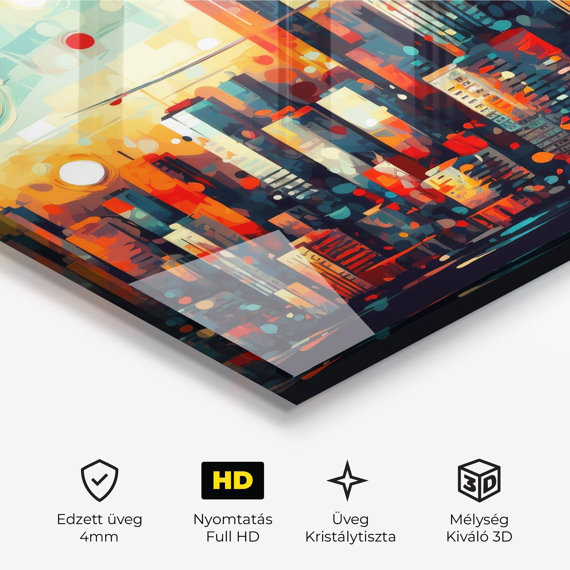 Üvegkép Colorful City Painting mockup 3