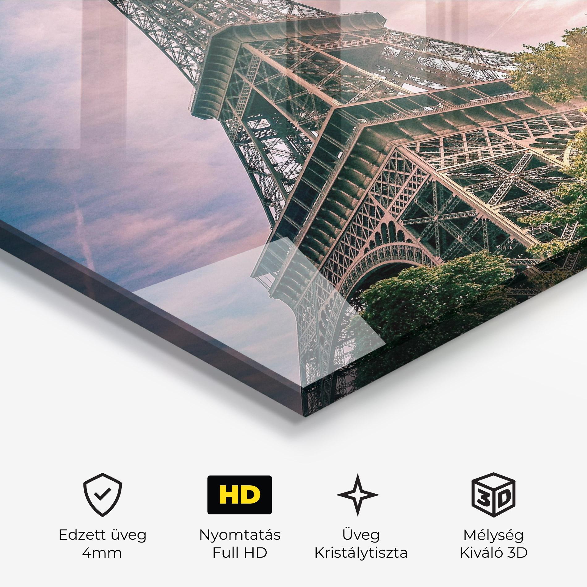 Üvegkép Eiffel Under Pink Sky mockup 3