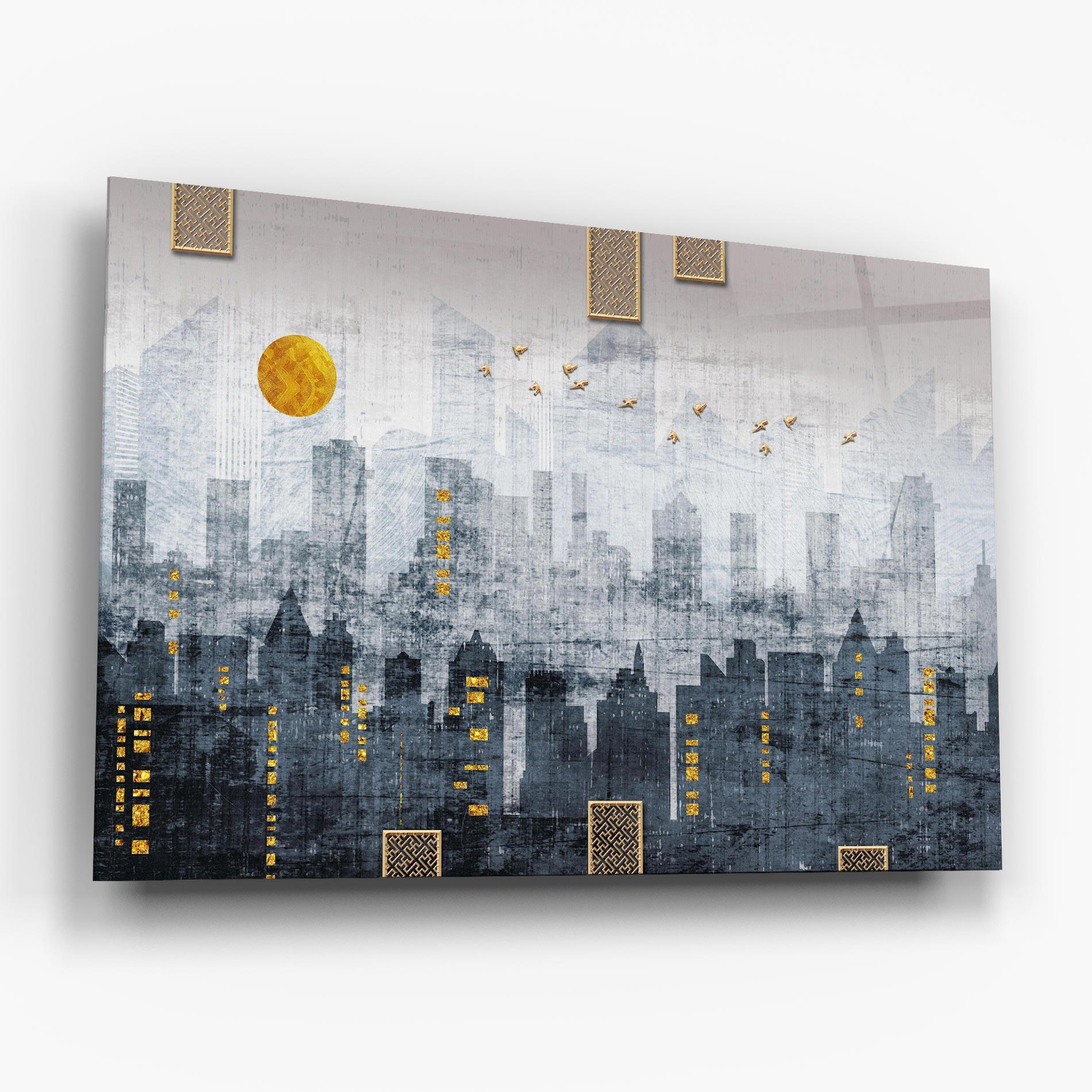Üvegkép Golden Cityscape mockup 6
