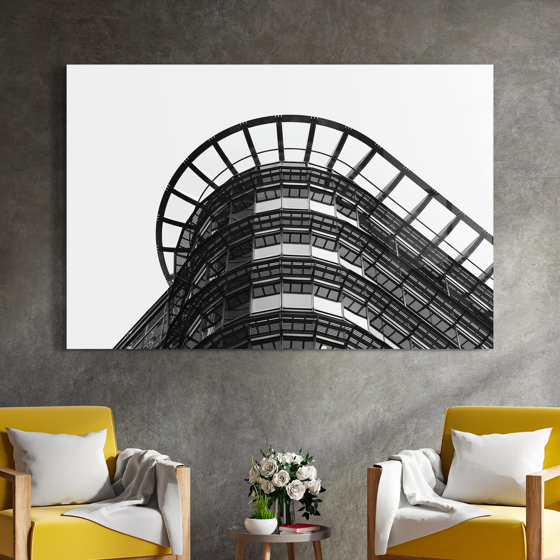 Üvegkép Circle Grey Tower mockup 4