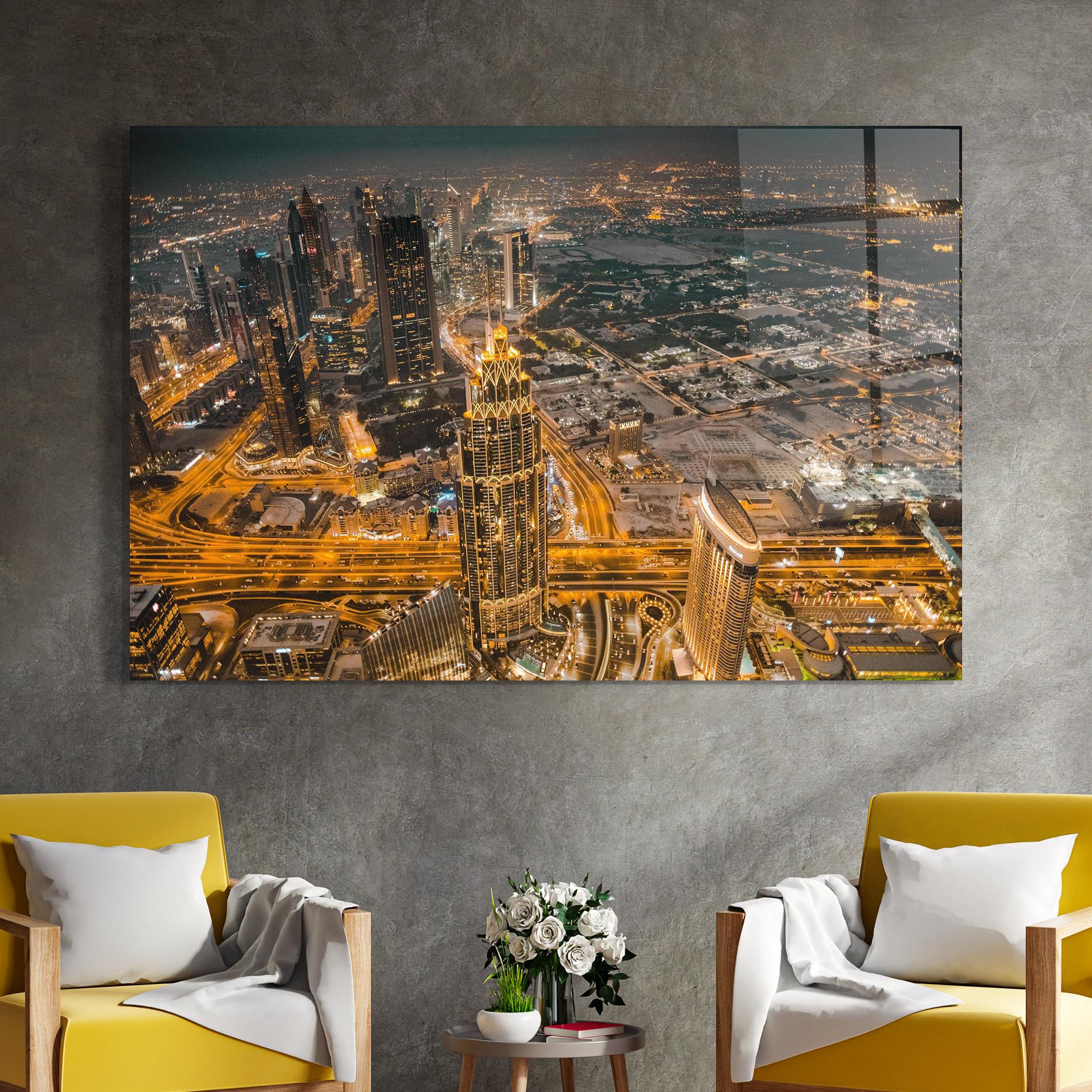 Üvegkép Dubai Lights mockup 4