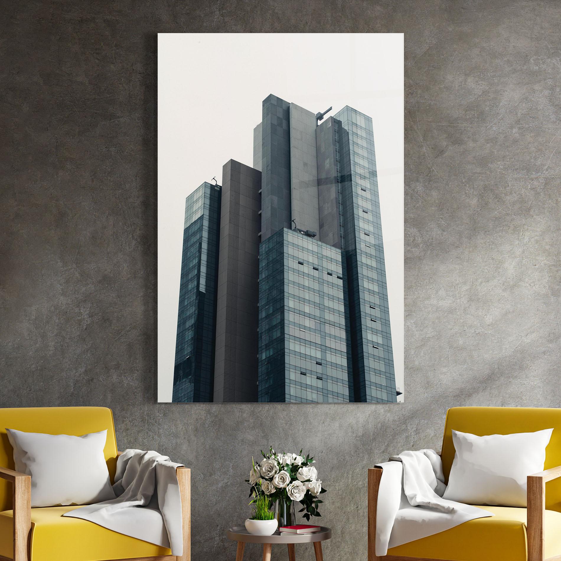 Üvegkép Blue High Building mockup 4