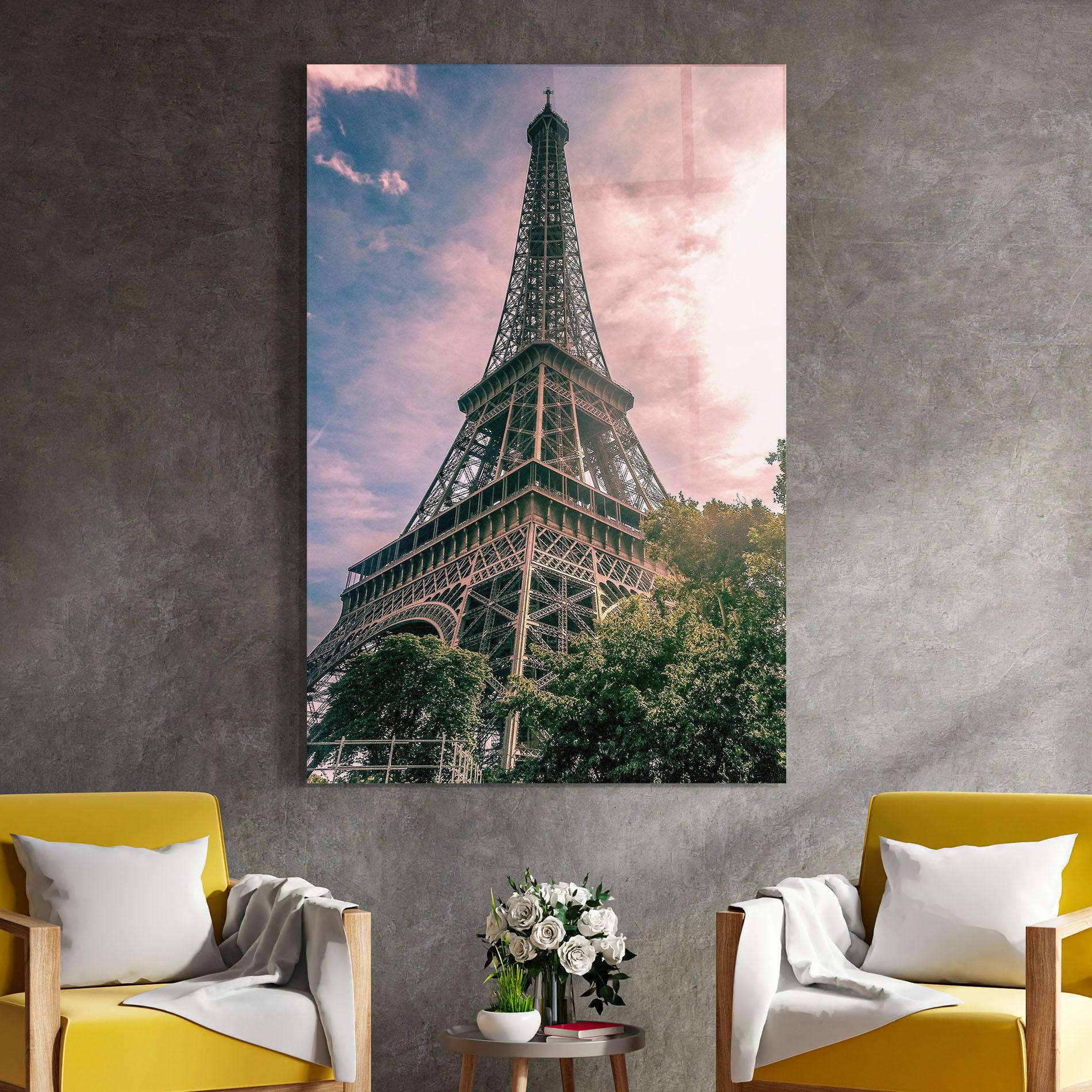 Üvegkép Eiffel Under Pink Sky mockup 4
