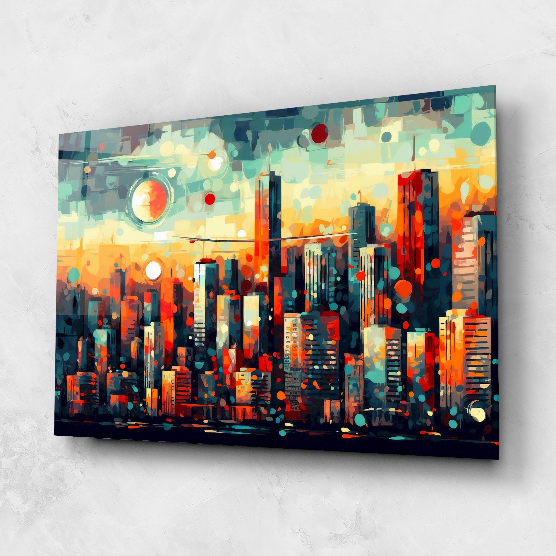 Üvegkép Colorful City Painting mockup 1