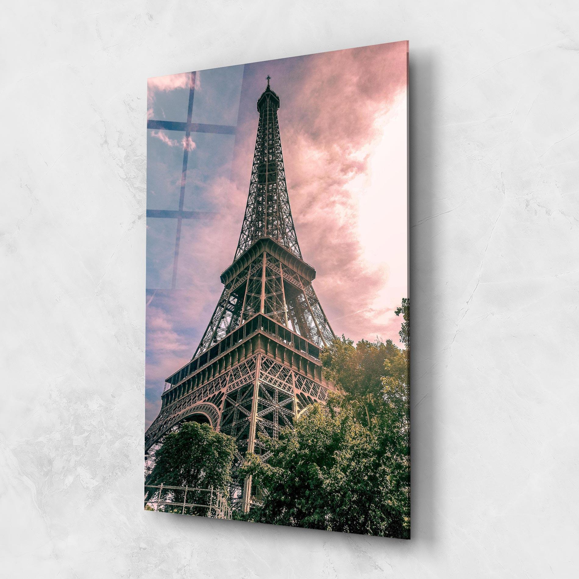 Üvegkép Eiffel Under Pink Sky mockup 1