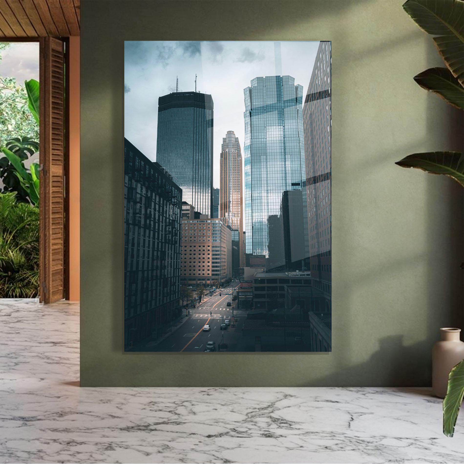 Üvegkép Big Blue Building mockup 7