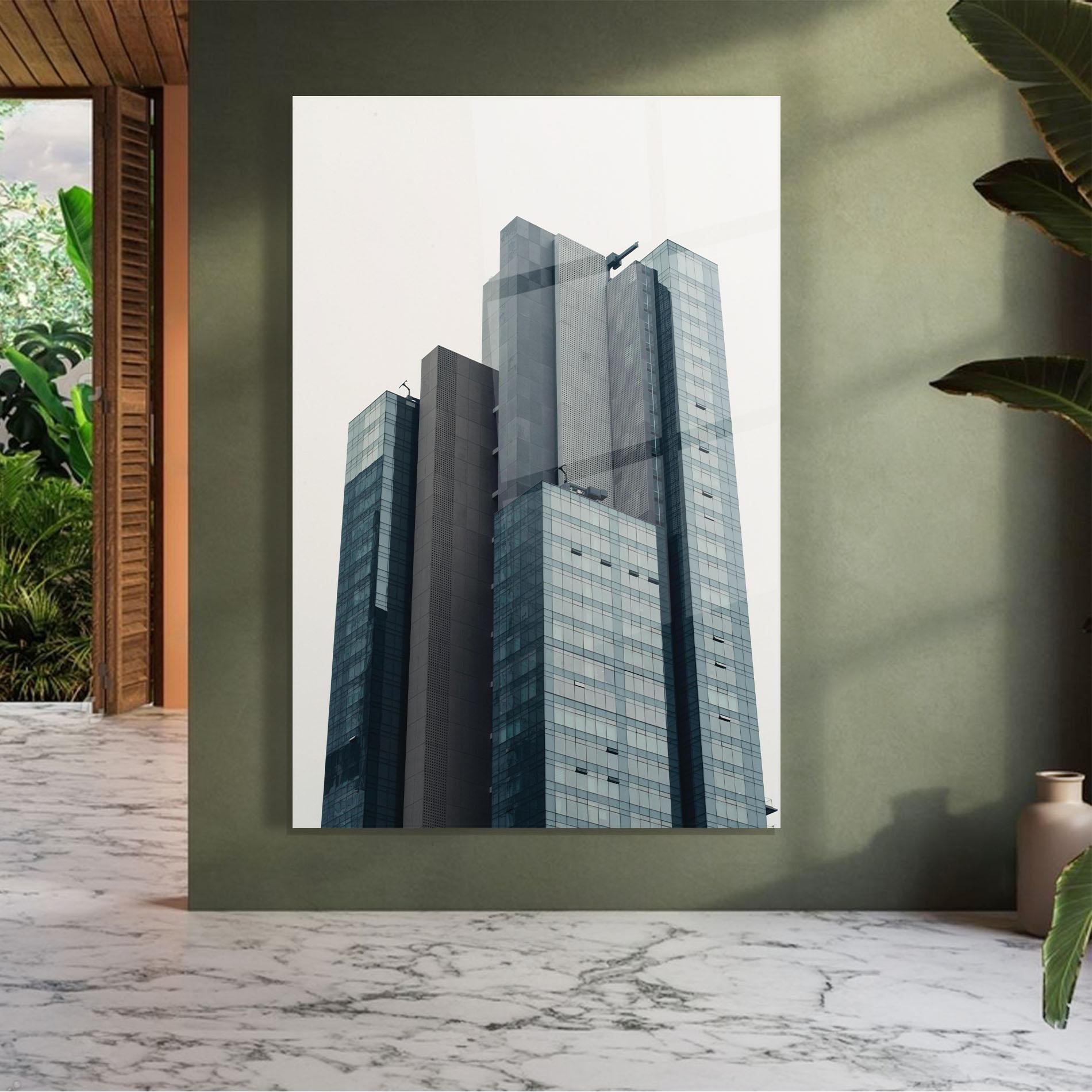 Üvegkép Blue High Building mockup 7