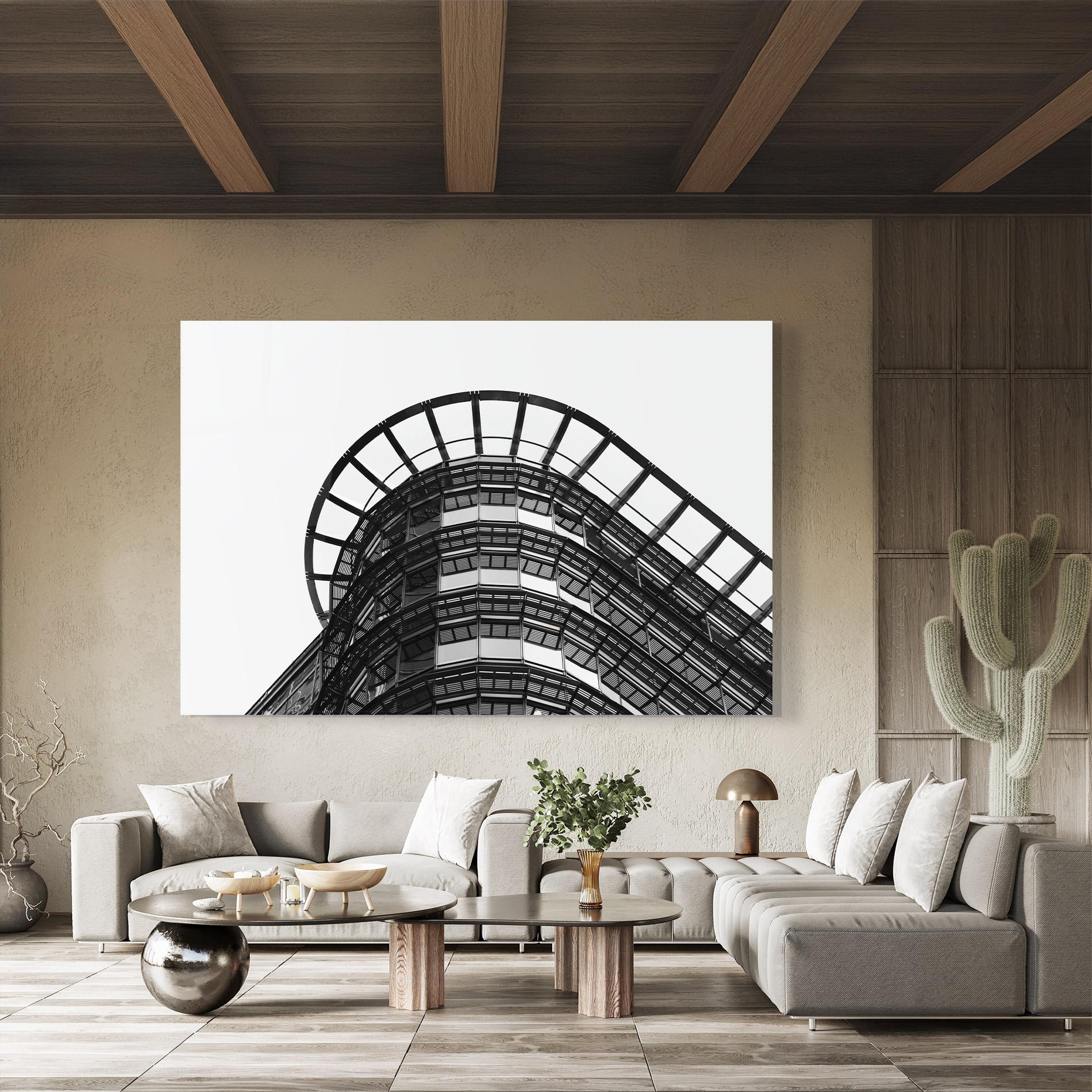 Üvegkép Circle Grey Tower mockup 8