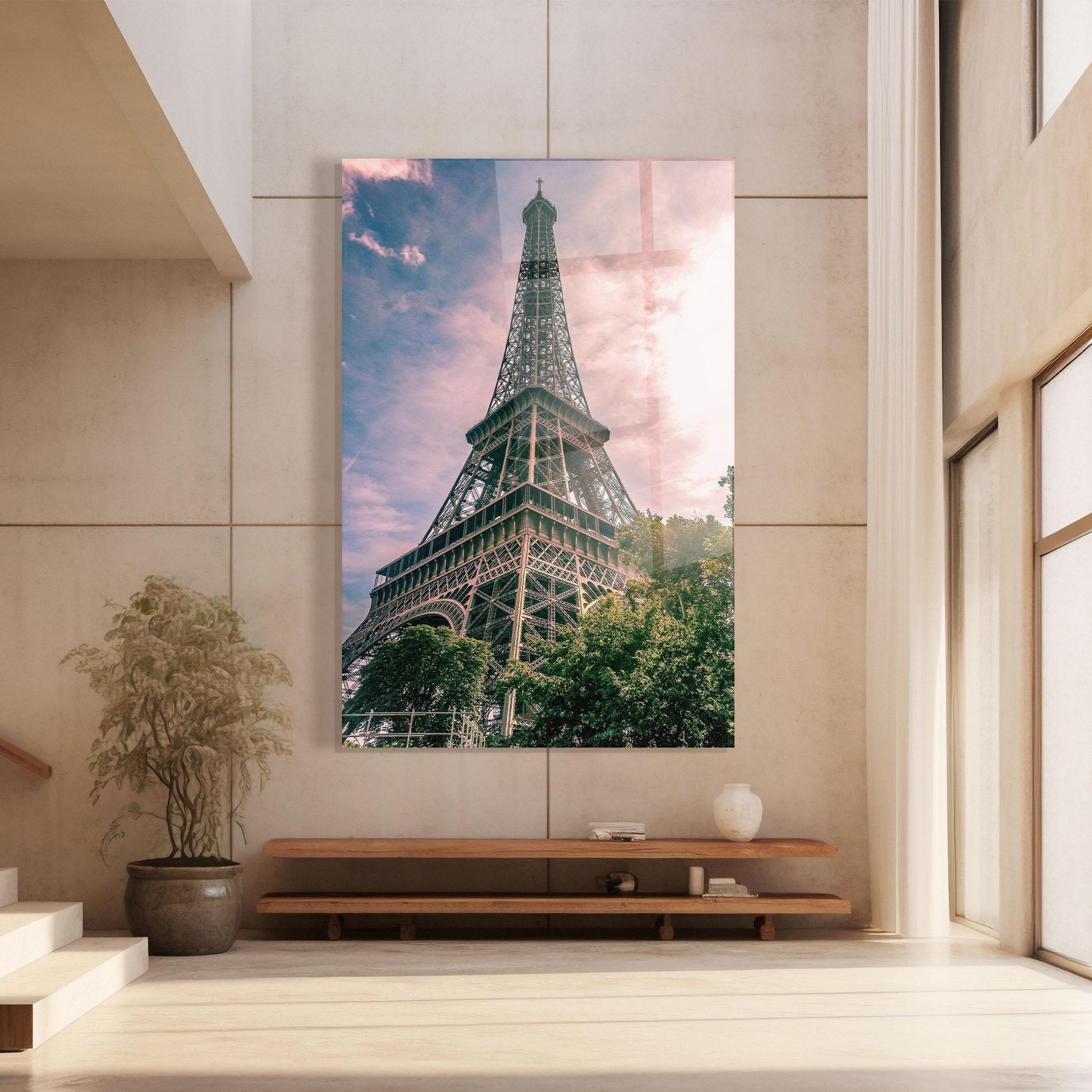 Üvegkép Eiffel Under Pink Sky mockup 8